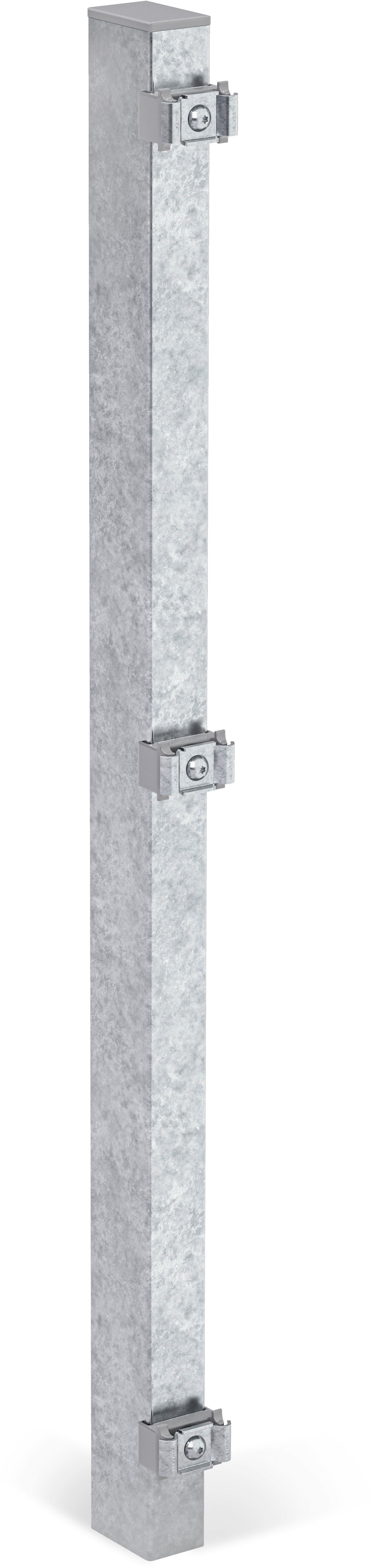 Alberts Zaunpfosten 60x40 mm für Doppelstabmattenzaun, 87,5 cm, zur Befestigung mit Einschlag-Bodenhülse oder Pfostenträger