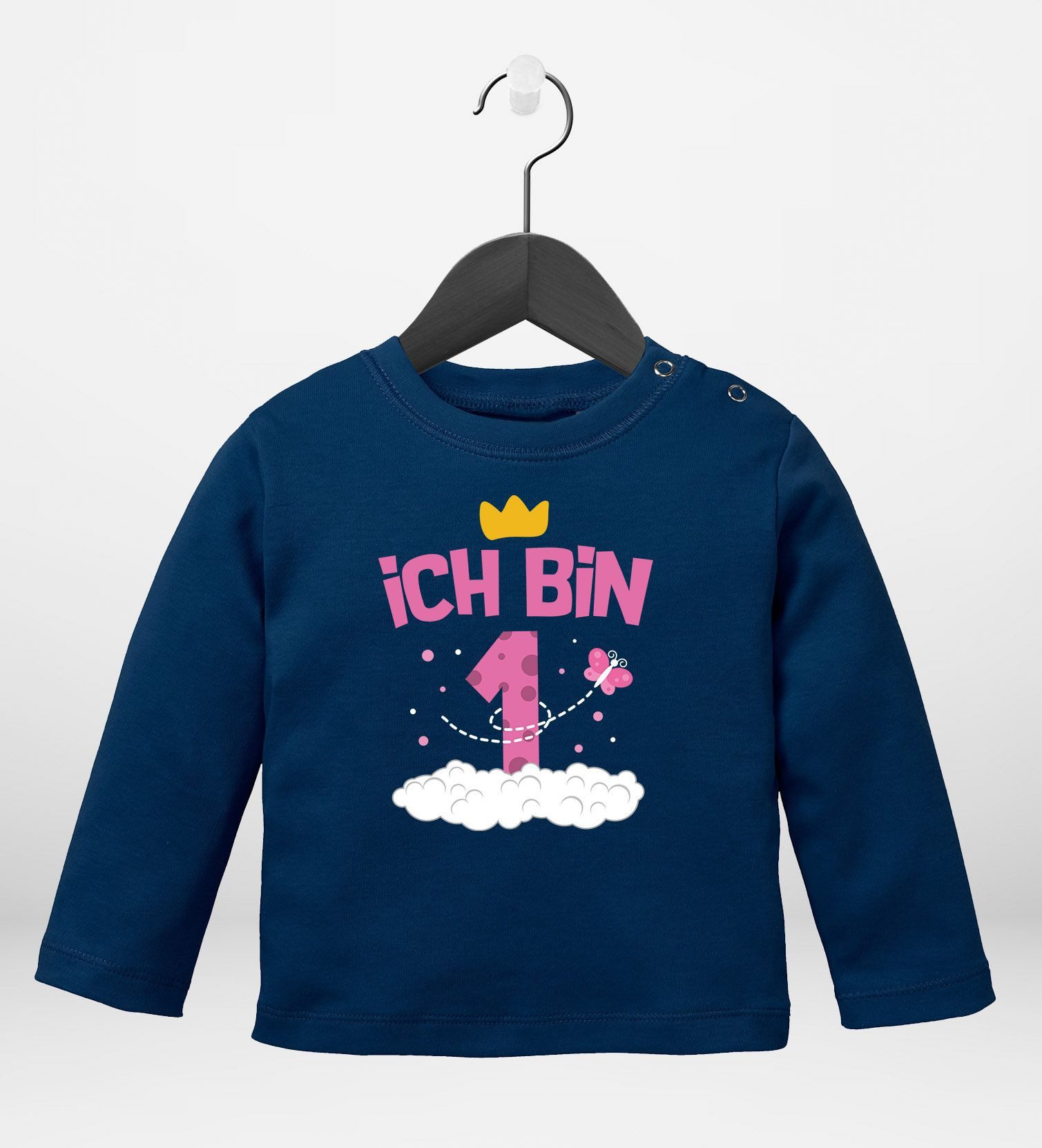 MoonWorks Rundhalsshirt Baby Langarm-Shirt 1. Geburtstag Ich bin 1 Zahl Alter