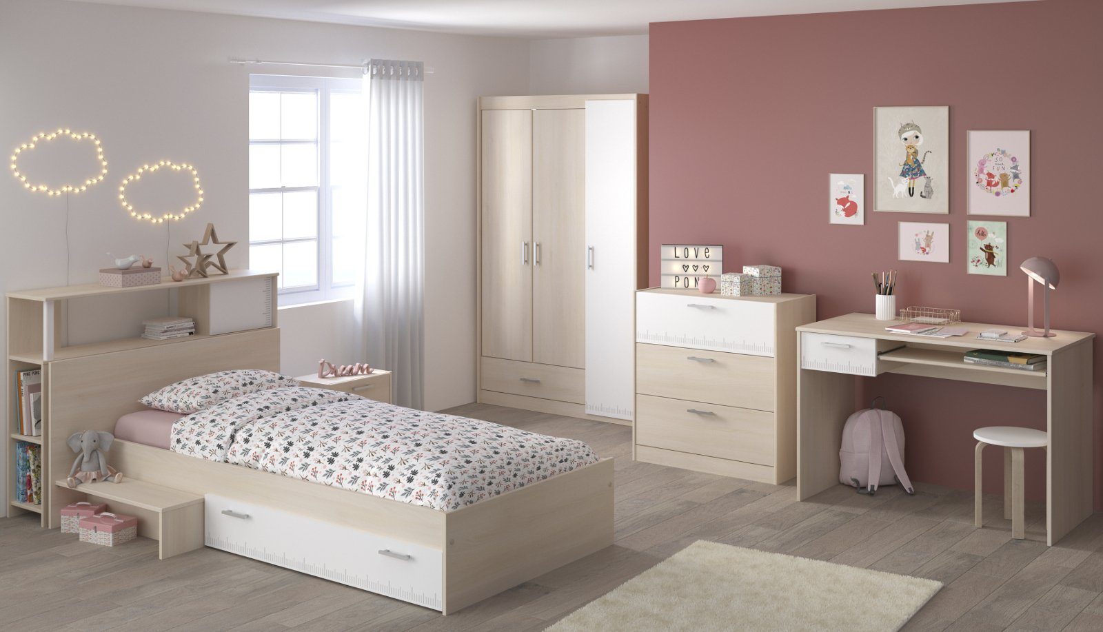 Parisot Jugendzimmer-Set Charly, (Kinderzimmer Komplett-Set, 6-tlg., günstig online kaufen