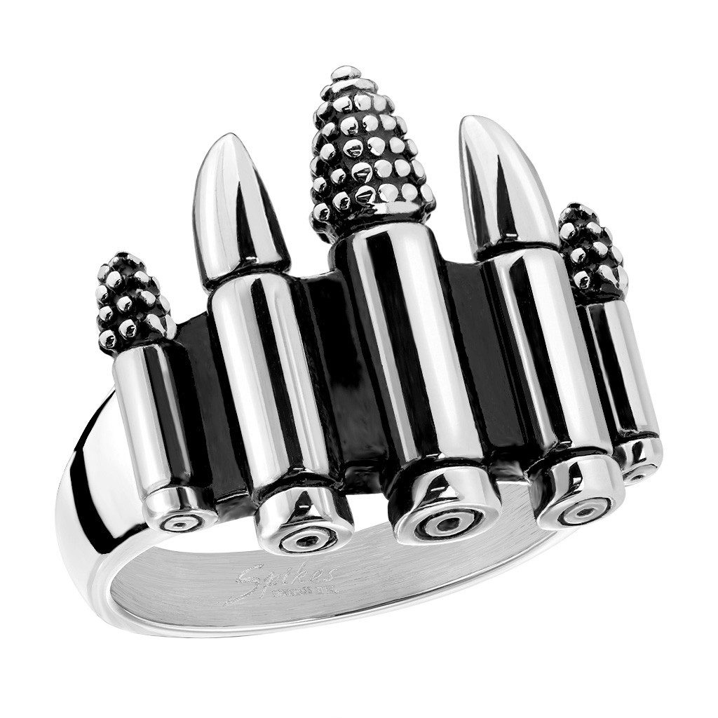 Taffstyle Fingerring Herren Edelstahl Biker Ring Patronenhülsen Silber Größe 60 (19.1) (Biker Männer Rocker Schmuck Bikerschmuck Fingerring), Fingerring Männer Siegelring Herren Ring Massiv Breit Herrenring