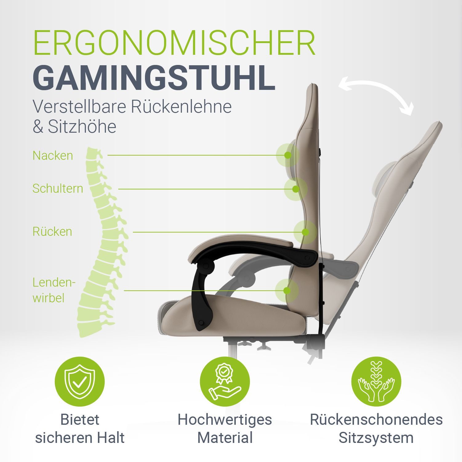 Juskys Gaming-Stuhl HyperSeat, Verstellbare Rückenlehne, robuste Konstrukti günstig online kaufen