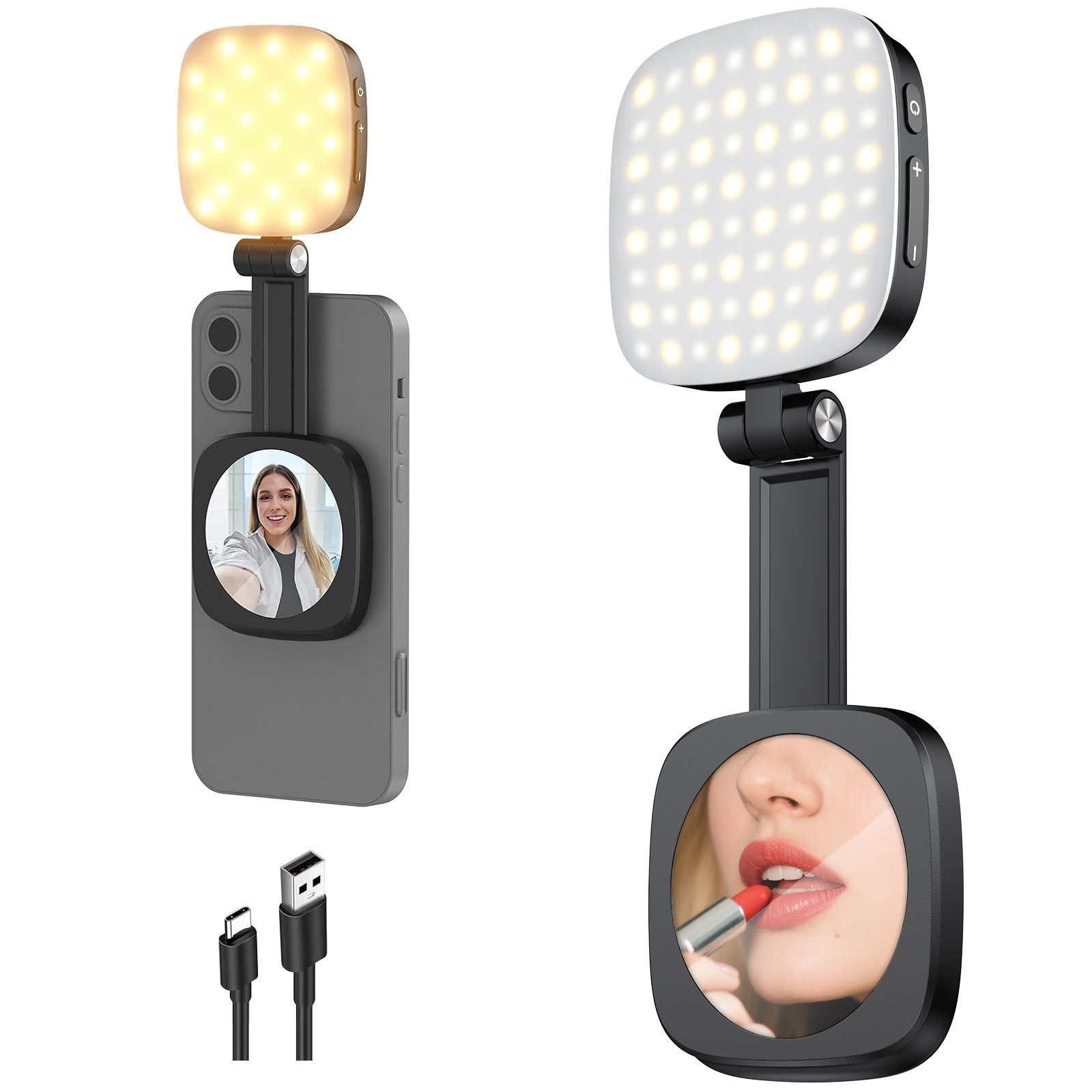 AIBISTAR Videoleuchte Magnetisches Selfie Licht,für MagSafe iPhone,5 Lichtmodi Blitzgerät, (schwenkbares LED Fülllicht, Spiegel für Vlog Makeup)