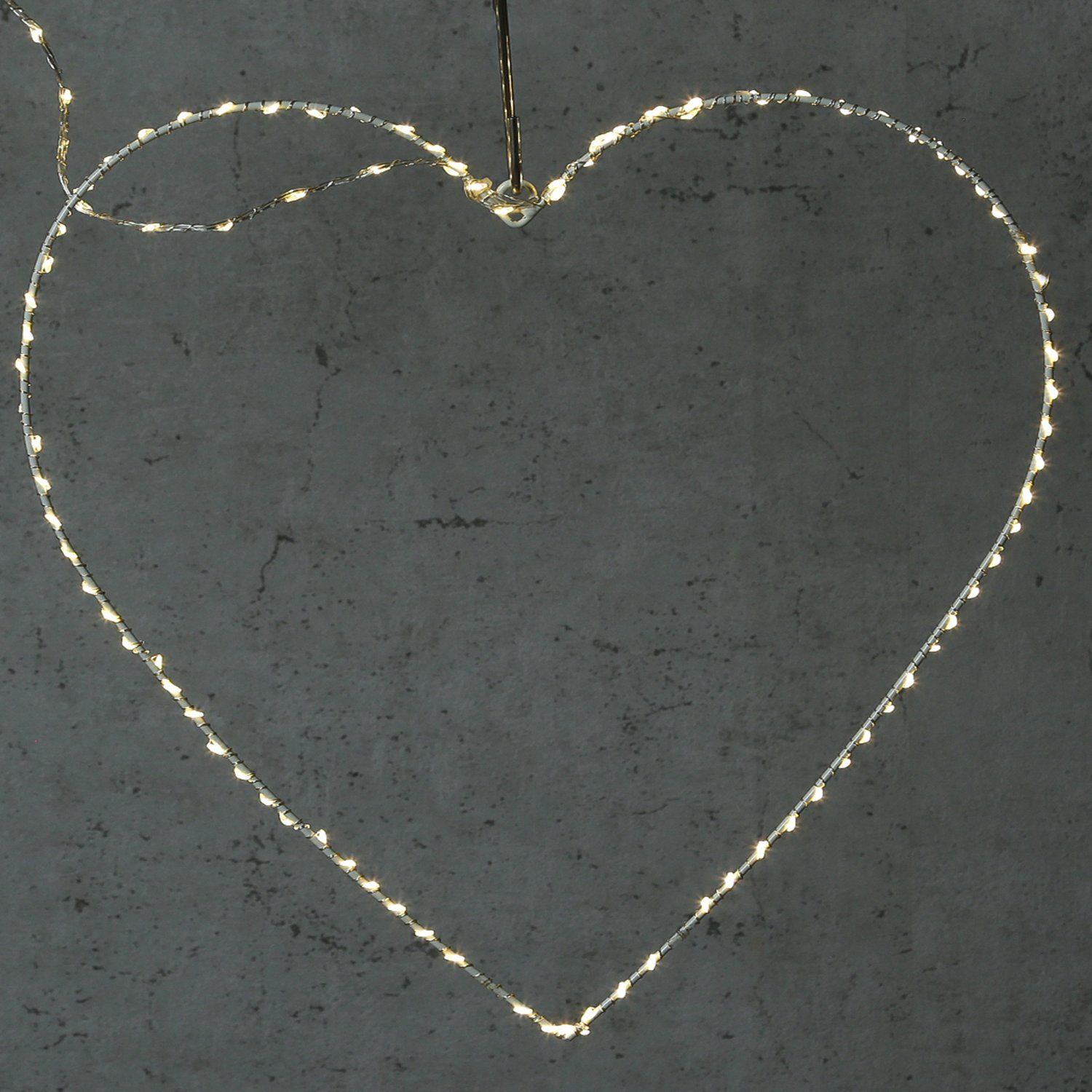 MARELIDA LED Dekolicht LED Herz Metallherz Drahtherz 160LED Leuchtherz 60cm für Innen/außen, warmweiß (2100K bis 3000K)