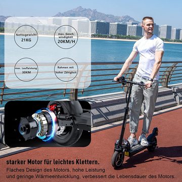Mega Motion E-Scooter 48V 10Ah mit Zulassung ABE 10 Zoll 480Wh Faltbarer E-roller, 480,00 W, 20,00 km/h, H5 mit 30-40km Reichweite