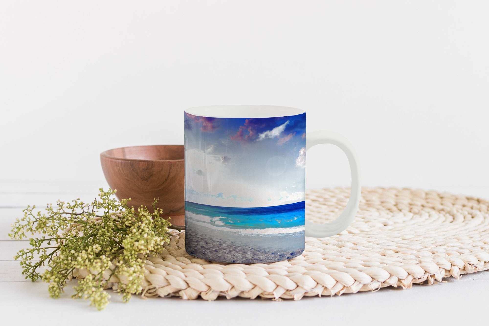 Stühle Geschenk Teetasse, - Keramik, Teetasse, Tasse Kaffeetassen, Sonnenschirm - MuchoWow Becher, Strand,