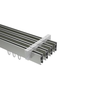 Gardinenstange Smartline Conex, INTERDECO, 4-läufig, 14x35 mm, eckig, Deckenmontage, Edelstahl-Optik