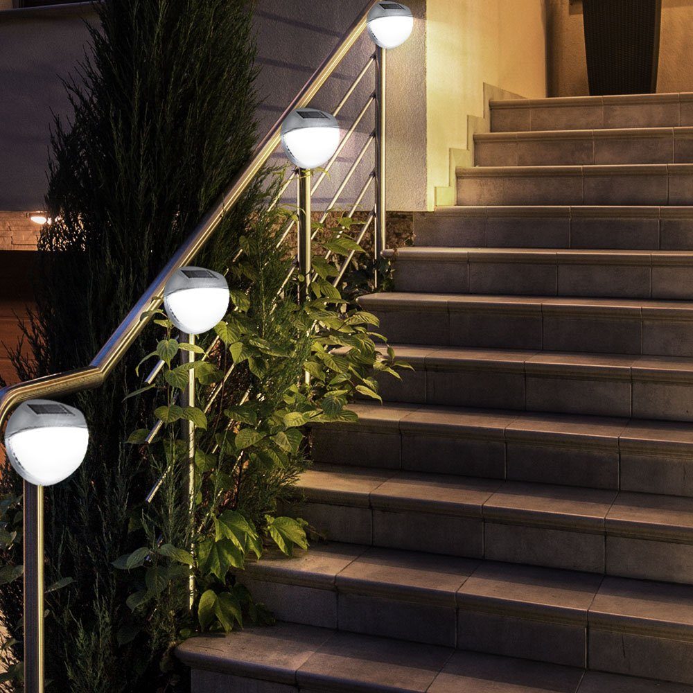 etc-shop Gartenleuchte, LED-Leuchtmittel fest verbaut, 4er Set LED Außen Garten Lampen Zaun Leuchten IP44 Beleuchtung rund
