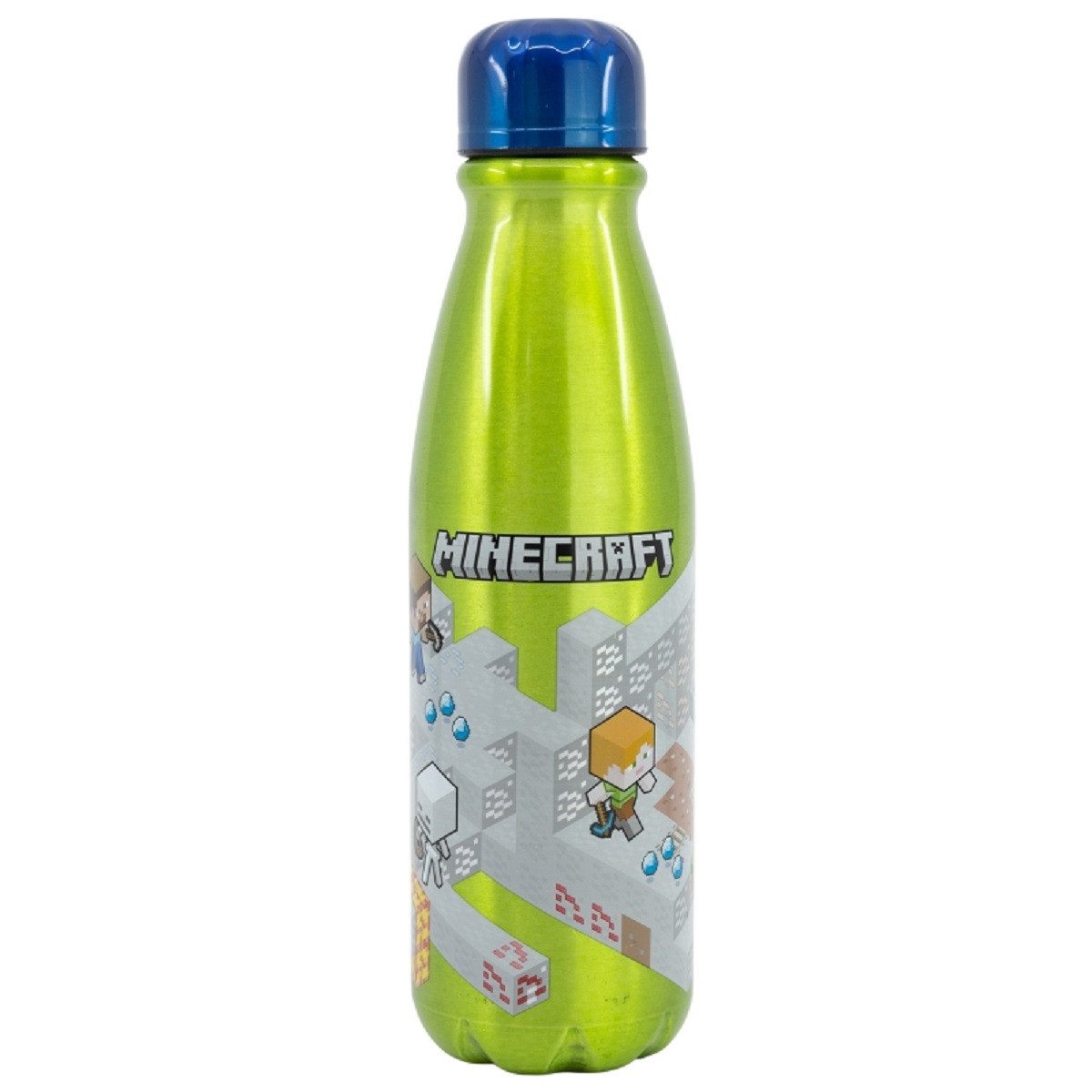 Minecraft Trinkflasche Isometric Aluminium Flasche 600 ml Praktisch für Schule und Freizeit