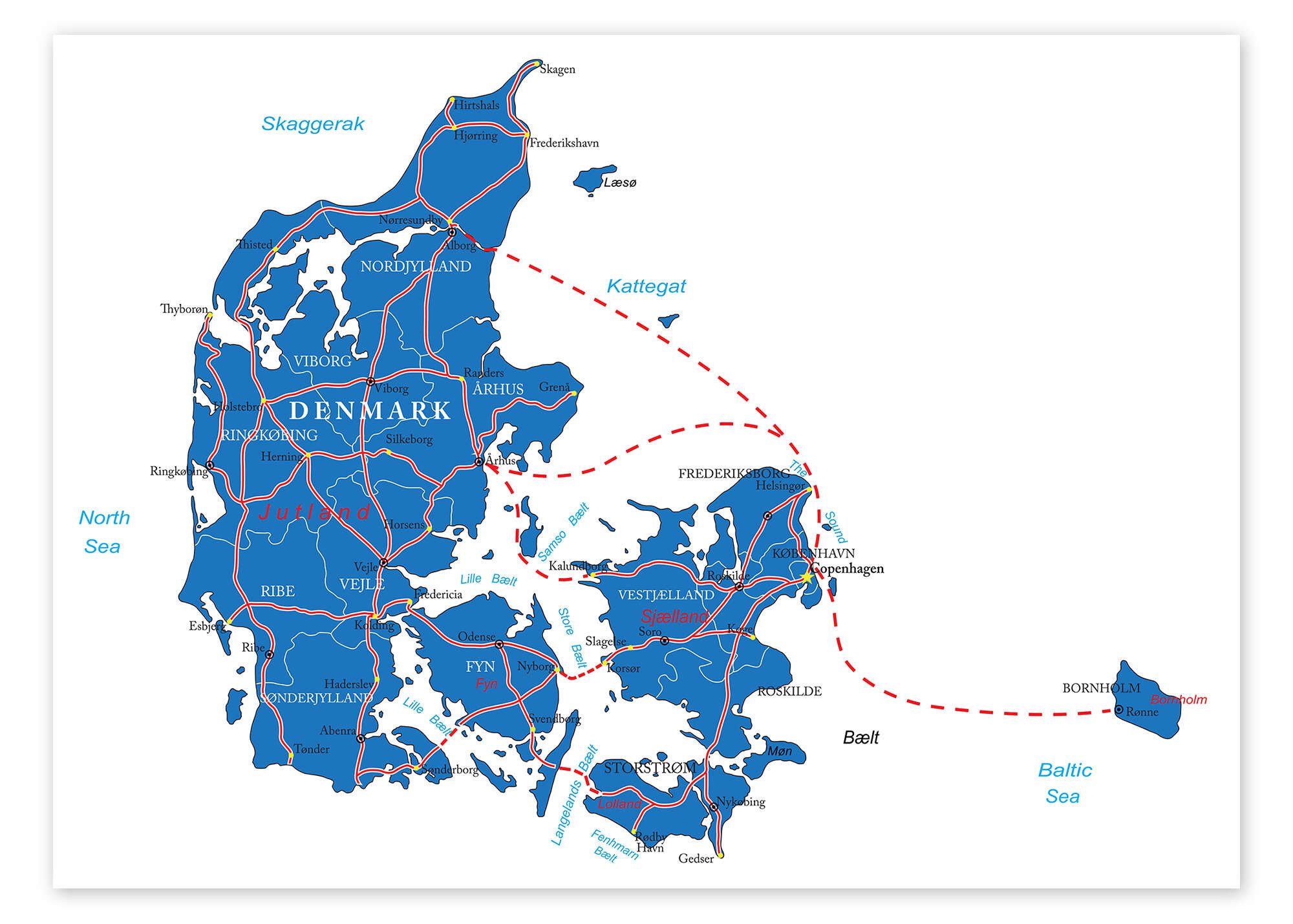 Posterlounge Poster Editors Choice, Dänemark Karte, Illustration günstig online kaufen