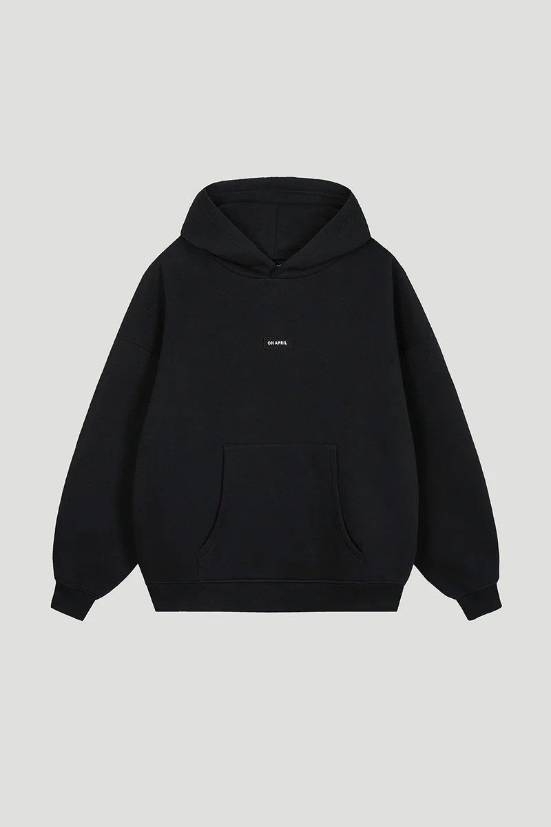 OH APRIL Rundhalspullover Boyfriend Hoodie Black
