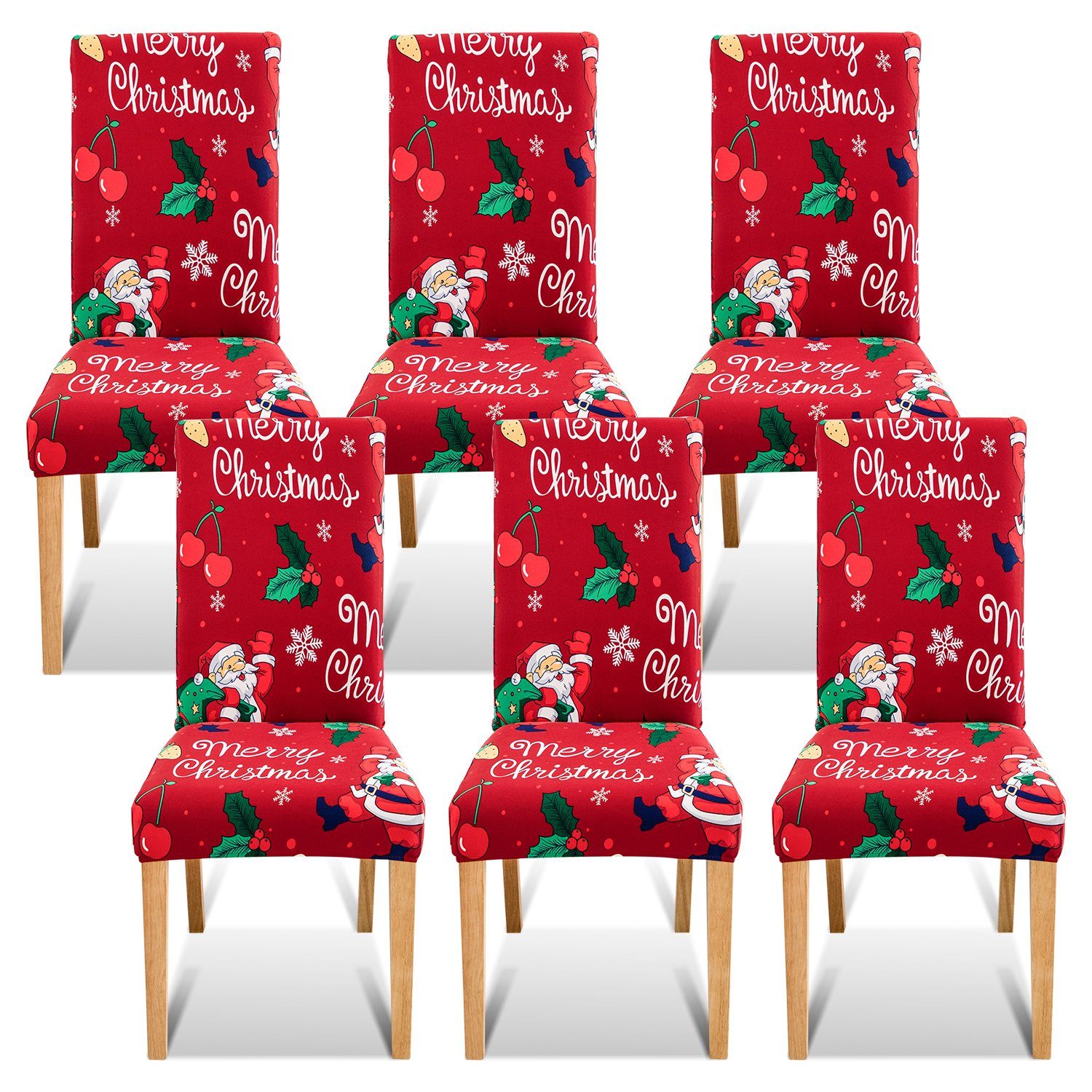 Clanmacy Stuhlhusse Stuhlhusse Stretch Чехлы на стулья,6 Stück,Weihnachten Stuhl Stuhlüberzug, Passt sich an verschiedene Stühle an