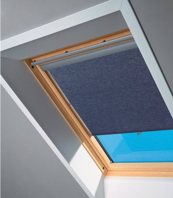 Velux Sichtschutzrollo in blau für Fenstergröße: P06/P08/P10/406/408/410