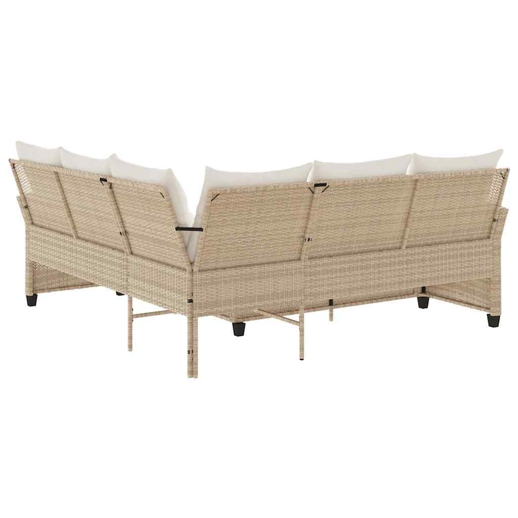 vidaXL Gartenlounge-Set L-förmiges Couchsofa mit Kissen Beige Polyrattan, (1-tlg) – Bild 5 von 5
