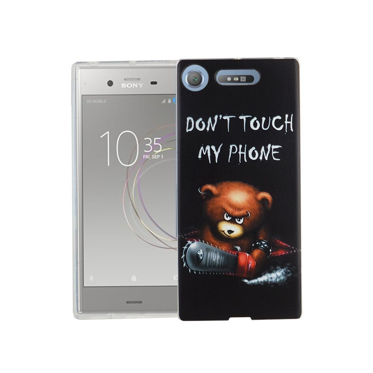 König Design Handyhülle Sony Xperia XZ1, Sony Xperia XZ1 Handyhülle Bumper Backcover Schwarz