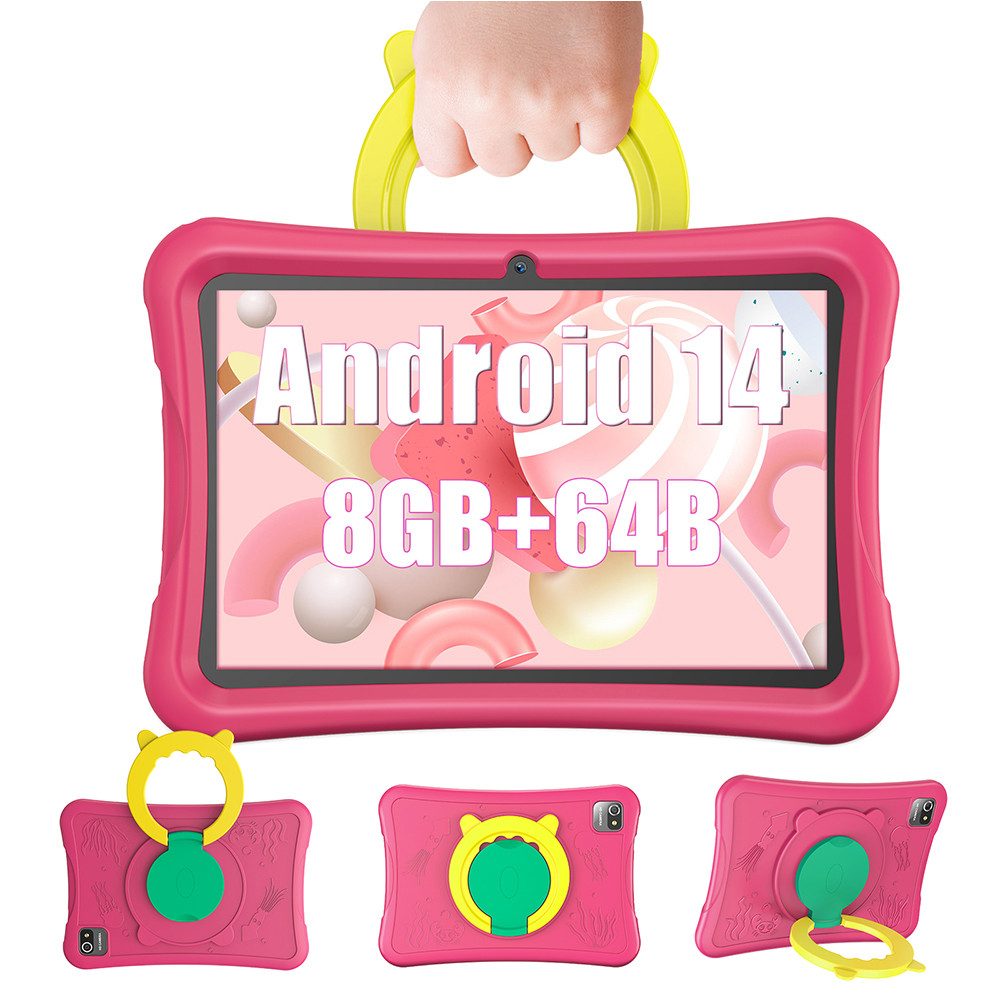 XGODY Android 14(8+64) Tablet mit Silikon-Lederhülle Tablet (10.1", 64 GB, 14, Mit Silikonschutzhülle)