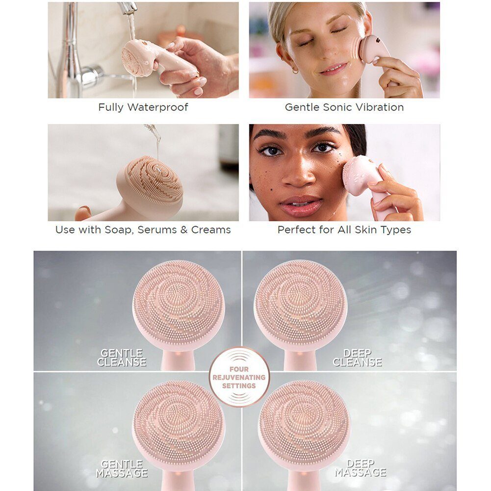 Stufen-Funktion Gesichtsreinigungsbürste, Silikon 4 Esmes Gesichtsreinigungsbürste, Massagefunktion,