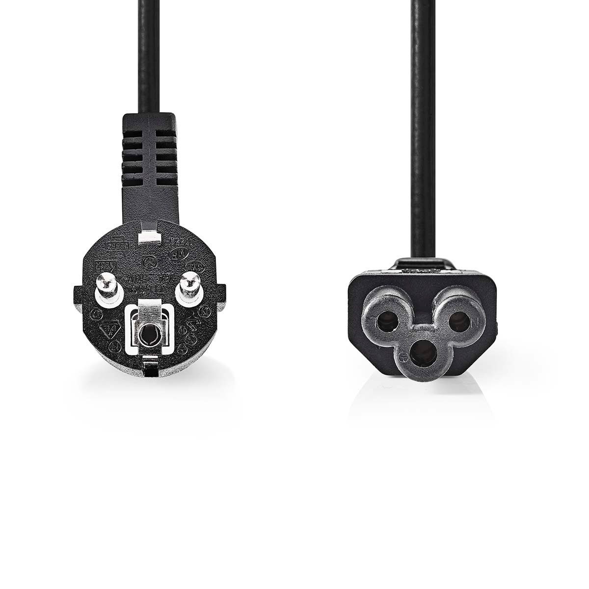 Nedis CEGL10100BK20 Stromkabel, Stromkabel, Stromkabel (2.00 cm), Schutzkontakt, IEC-320-C5, platzsparend für Laptops und Monitore