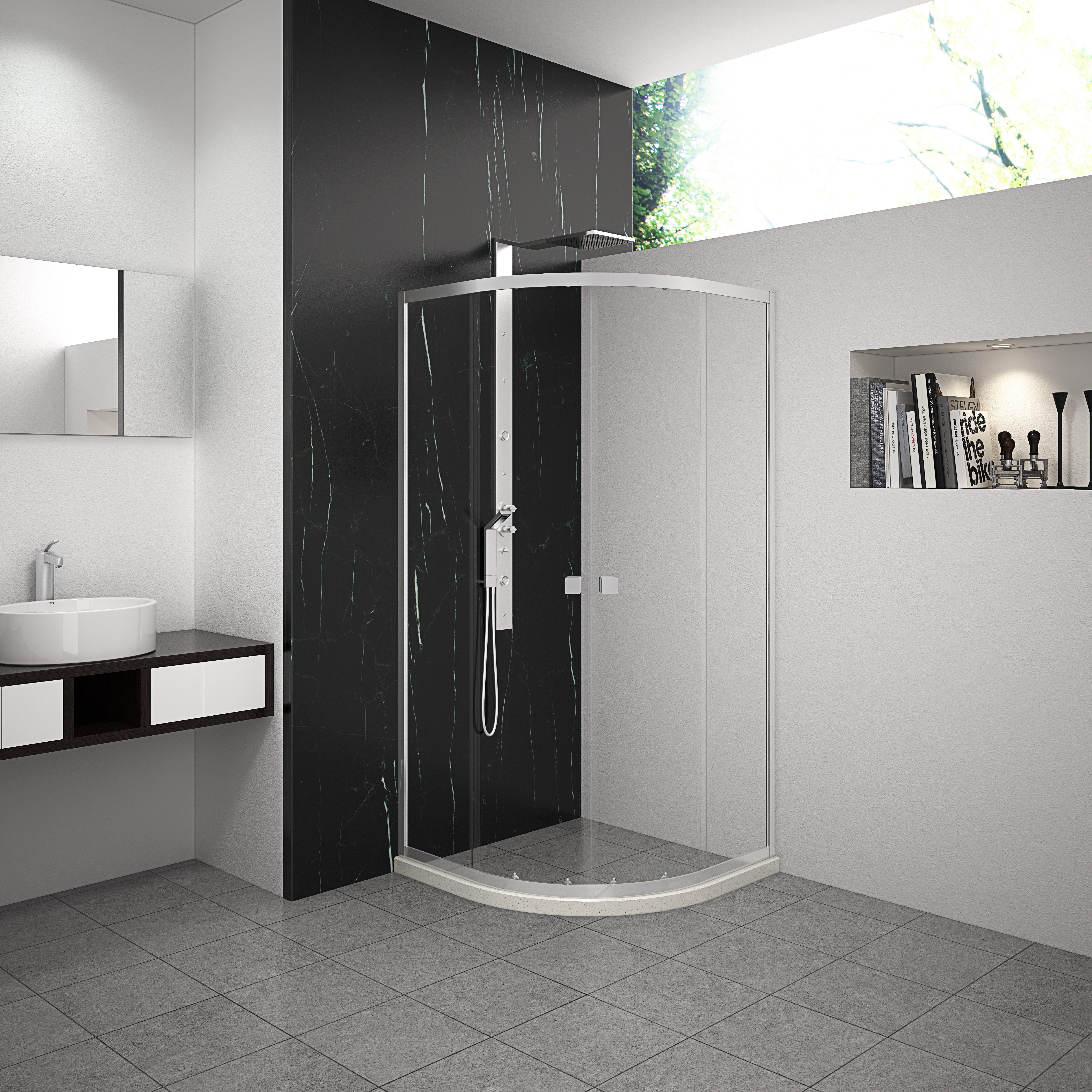 Marwell Runddusche LEEDS II, BxT: 90x90 cm, mit Gleittüren