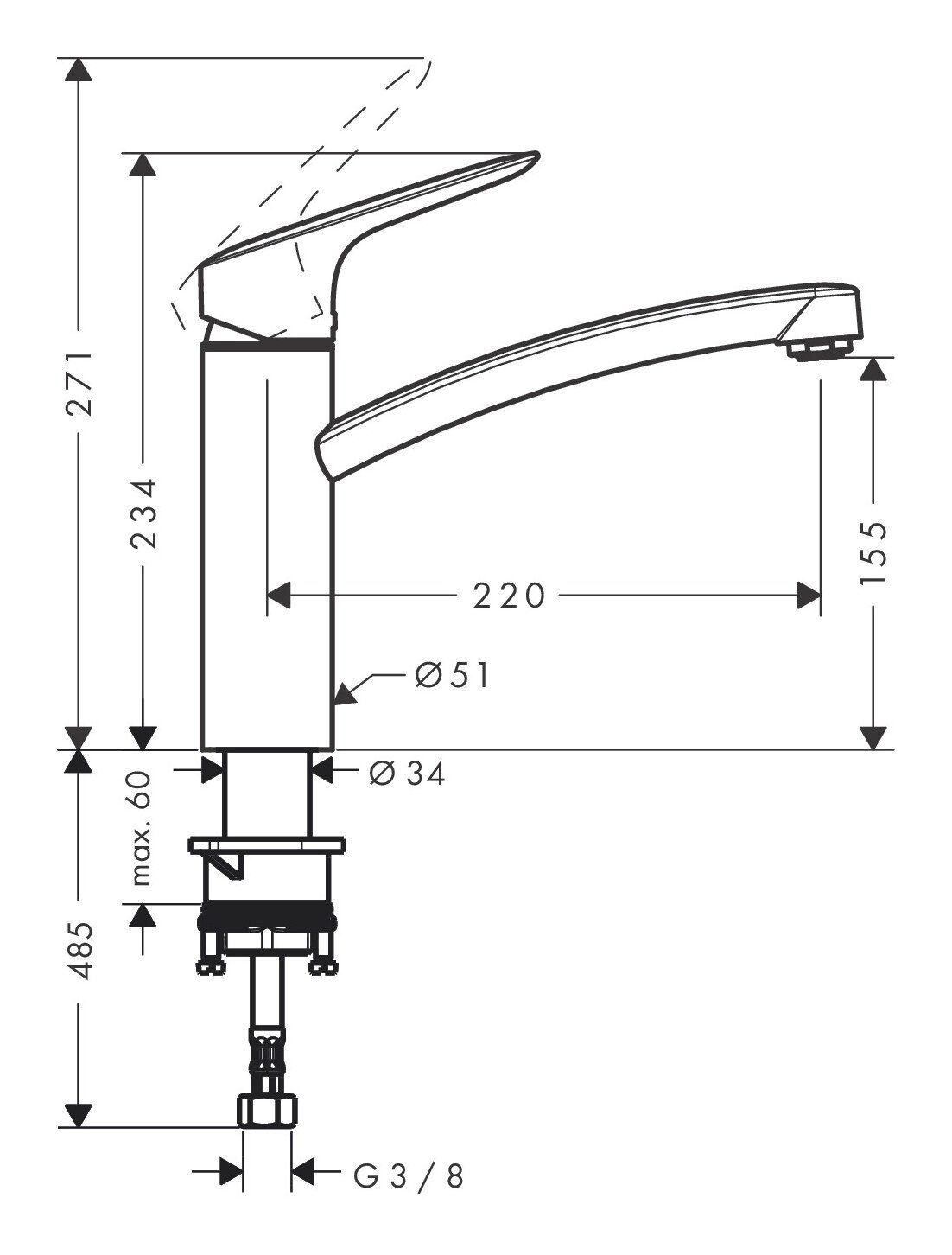 Küchenarmatur hansgrohe 160 - Einhebel-Küchenmischer Chrom 1jet Logis M31