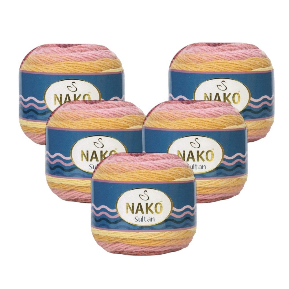NAKO 4 x Nako Sultan Häkelwolle, 320 m, Strickgarn,Häkelngarn