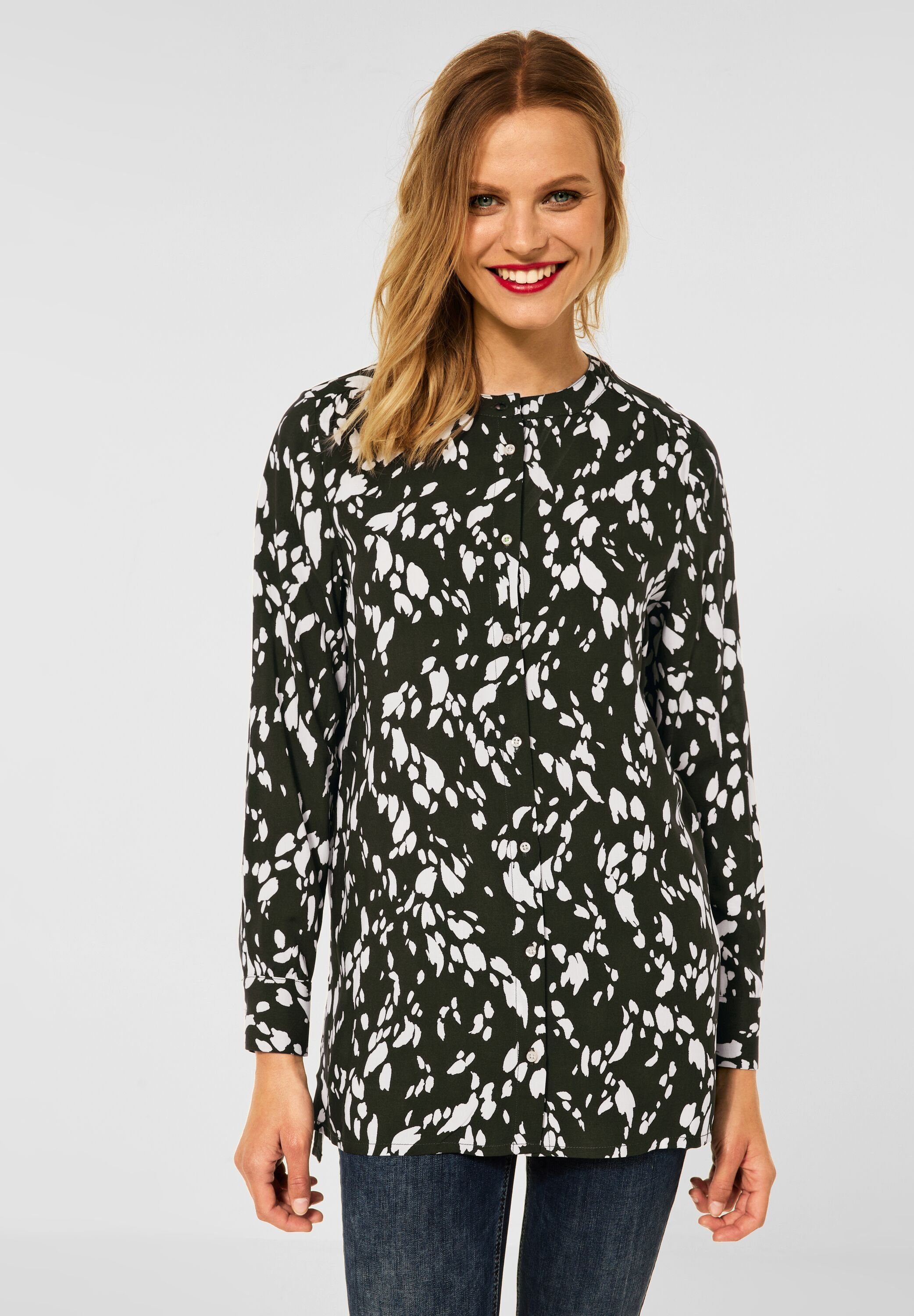 Longbluse Street One Longbluse mit Allover Print in Full Oli