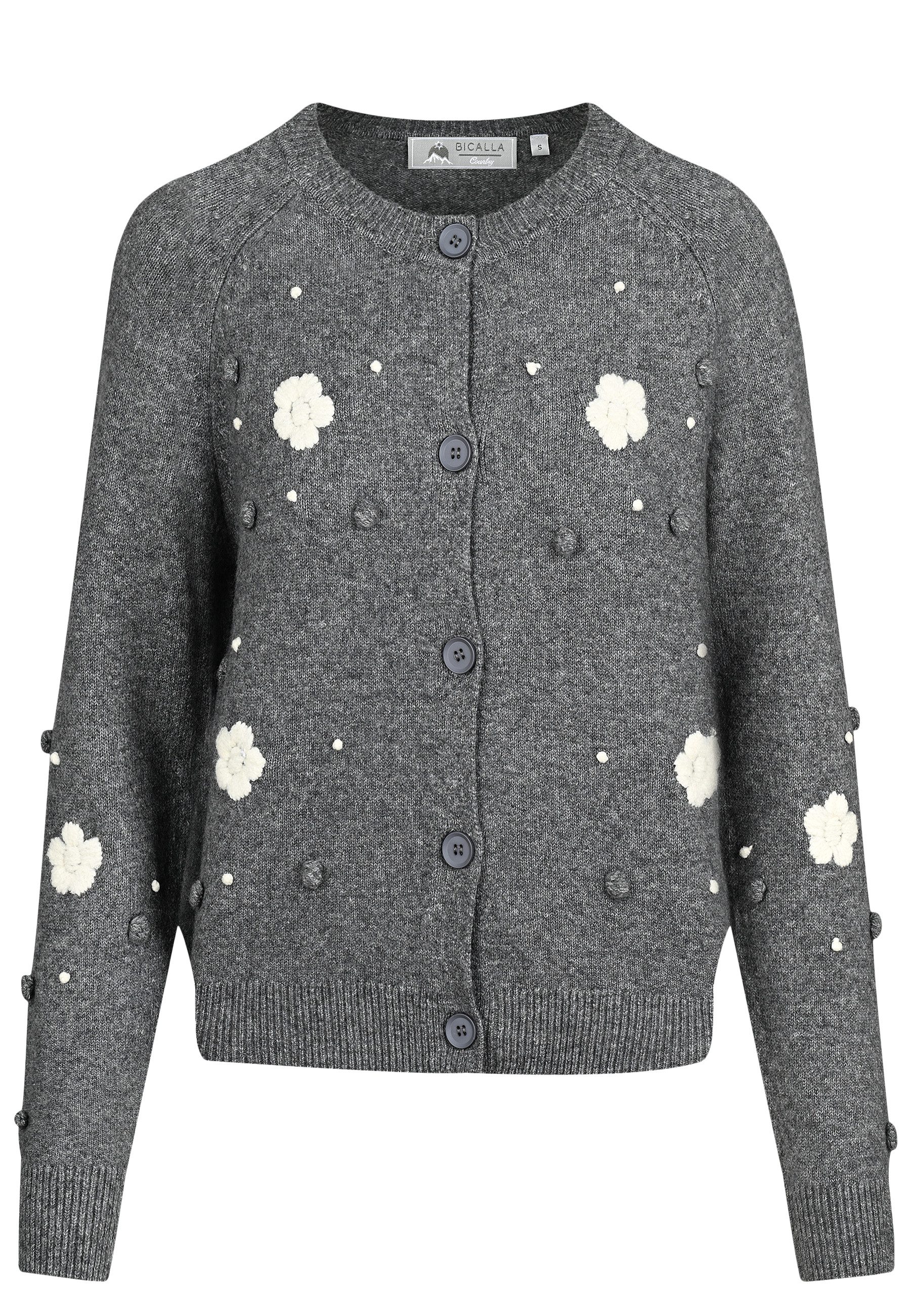 BICALLA Cardigan Trachtenstrickjacke in Dunkelgrau (1-tlg)