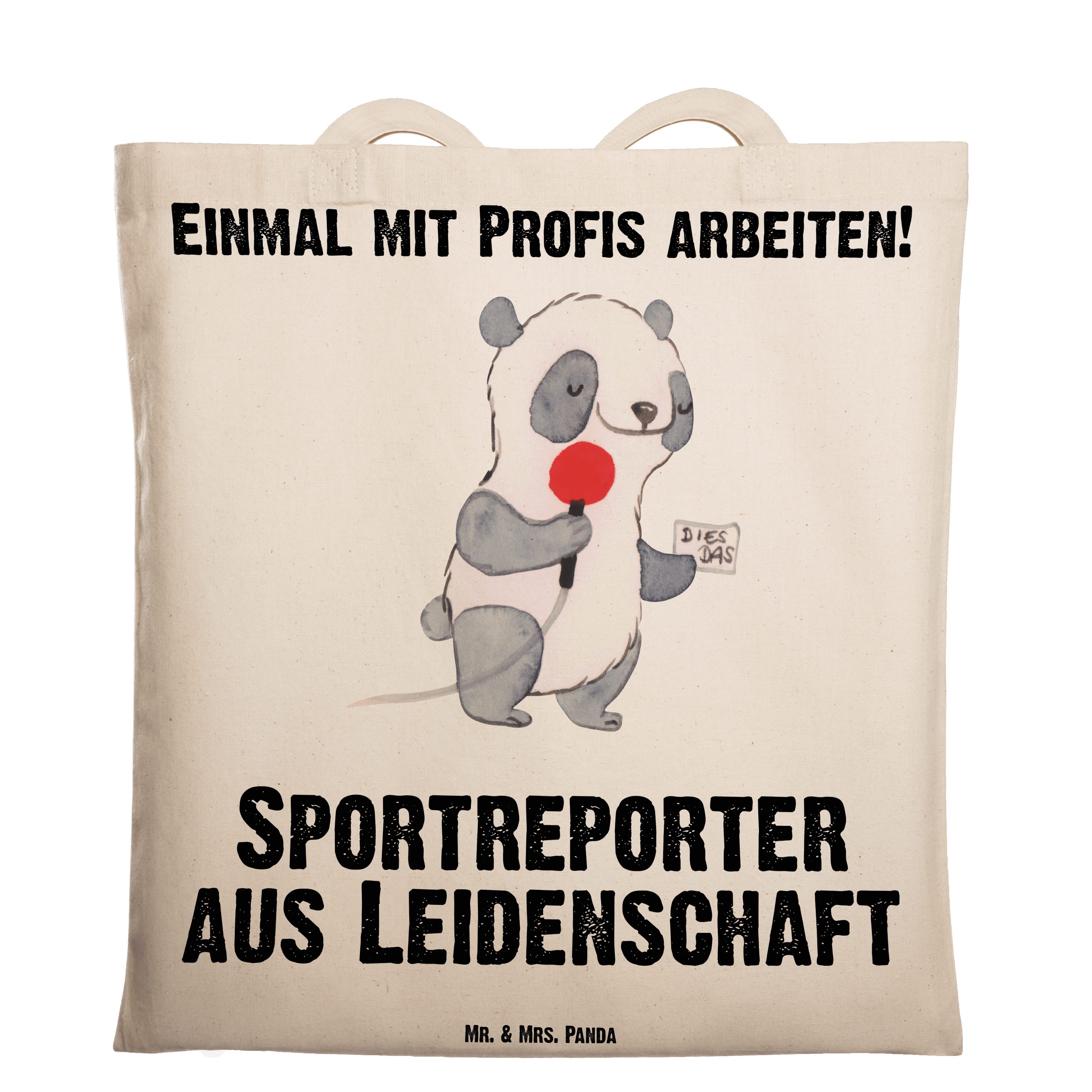 Mr. & Mrs. Panda Tragetasche Sportreporter aus Leidenschaft - Transparent - Geschenk, Beuteltasche (1-tlg)