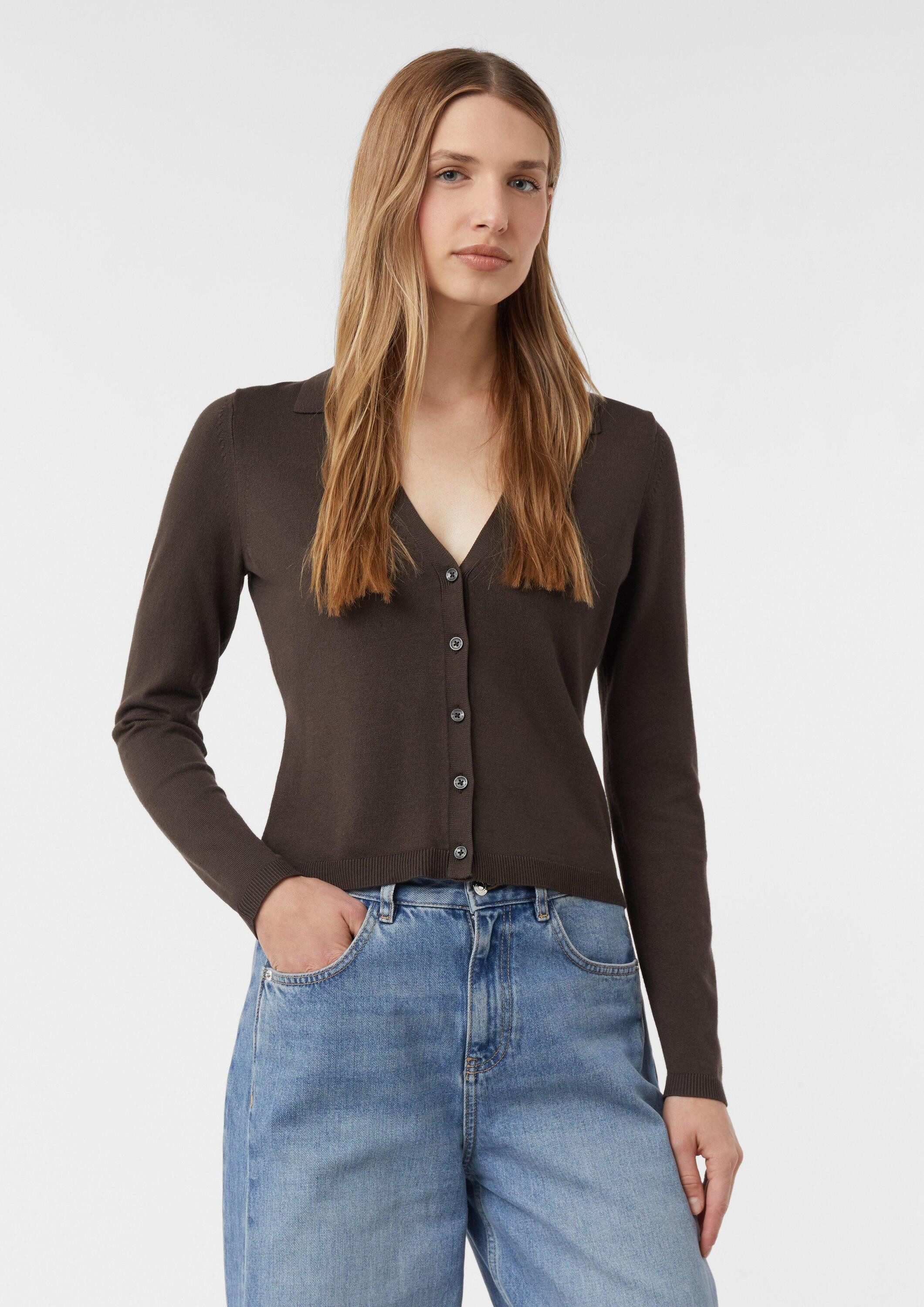 comma Cardigan Strickjacke Femininer Strickcardigan mit Polokragen