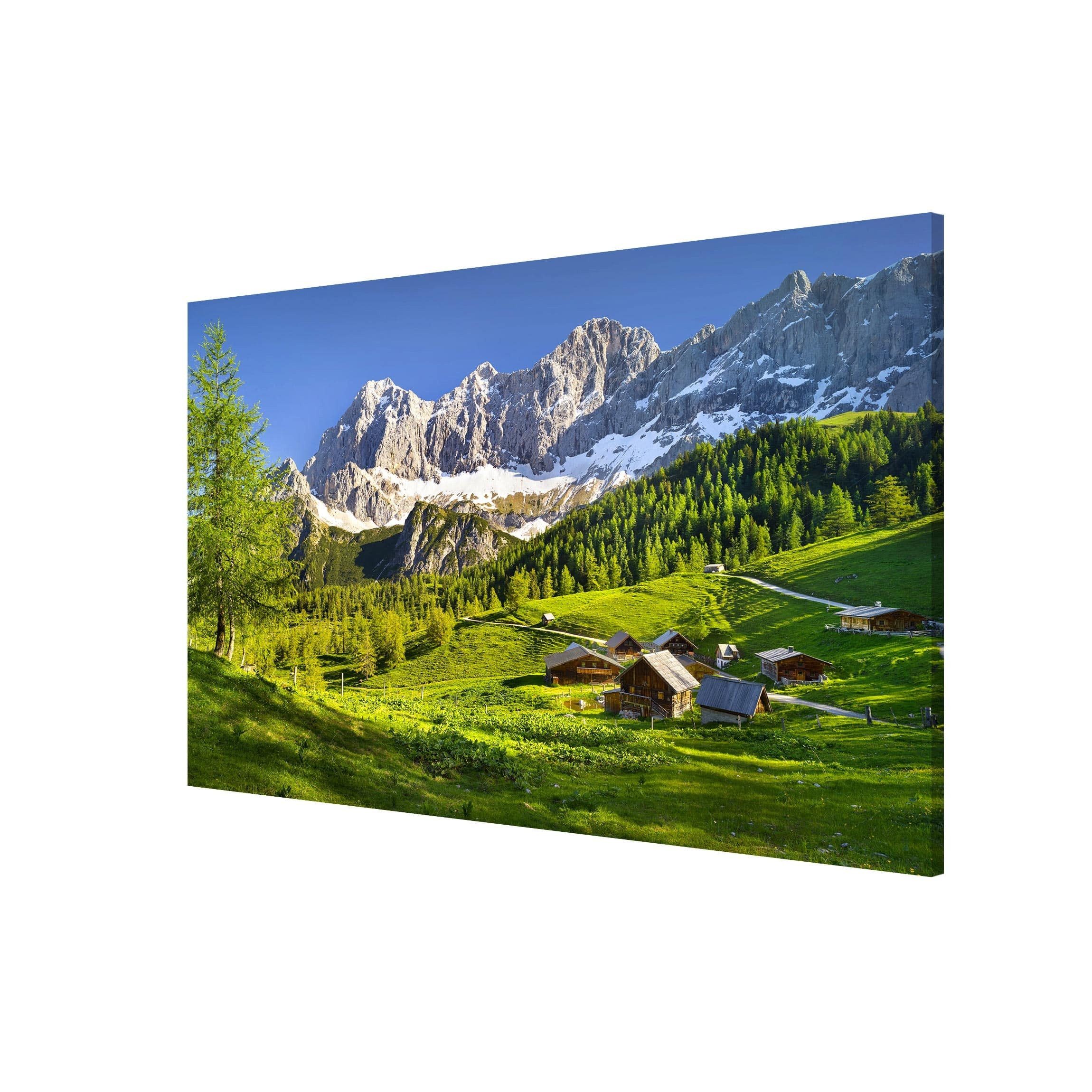 Bilderdepot24 Magnettafel Küche grün Steiermark Almwiese, (1-tlg., Magnetboard Pinnwand für die Wand - metallische Tafel für Magnete), Magnetwand groß mit Motiv Büro Memoboard magnetisch Querformat