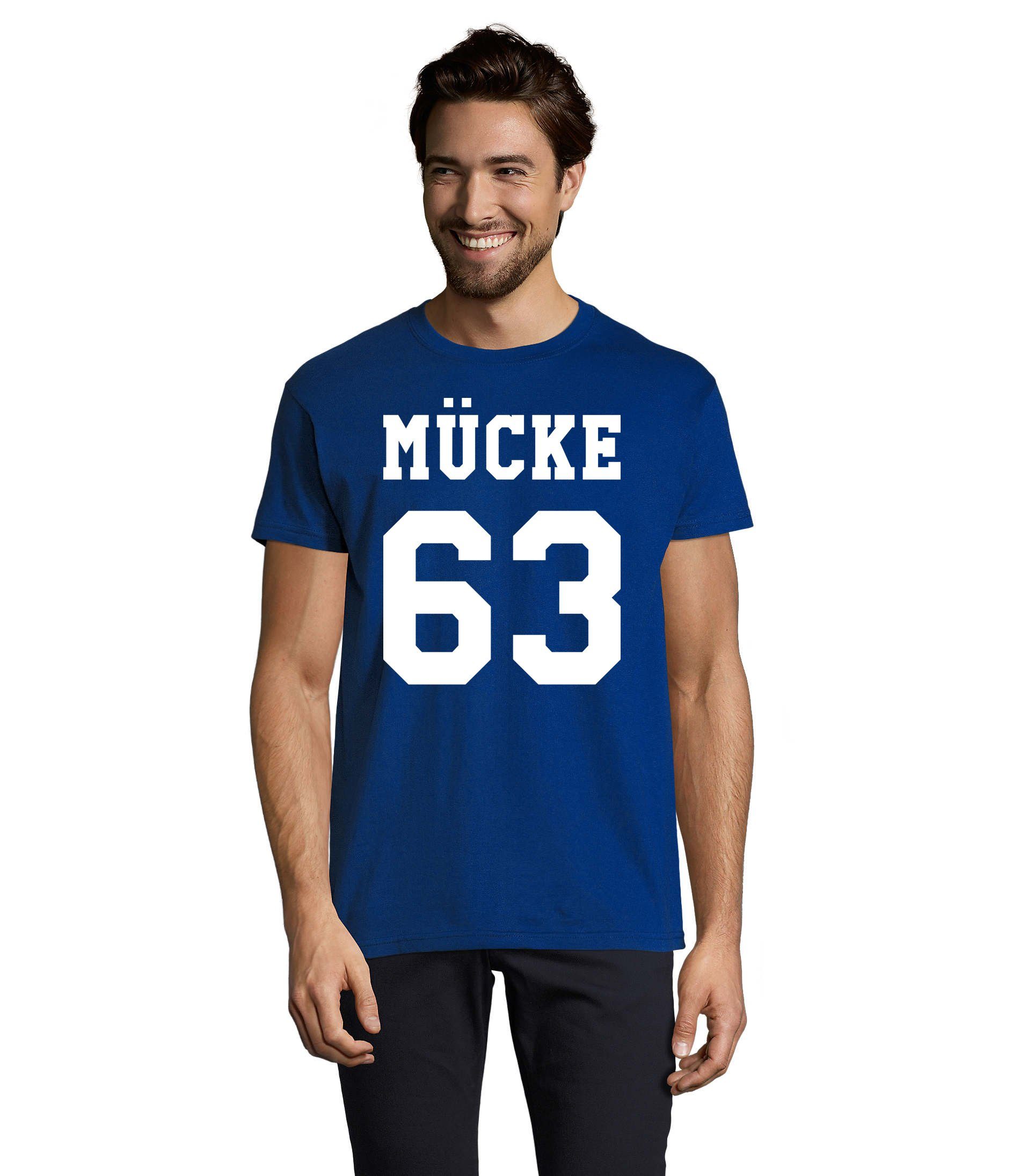 Blondie & Brownie T-Shirt Übergrößen TV Film Spruch Mücke Royalblau in Logo Herren 63 Print Bulldozer