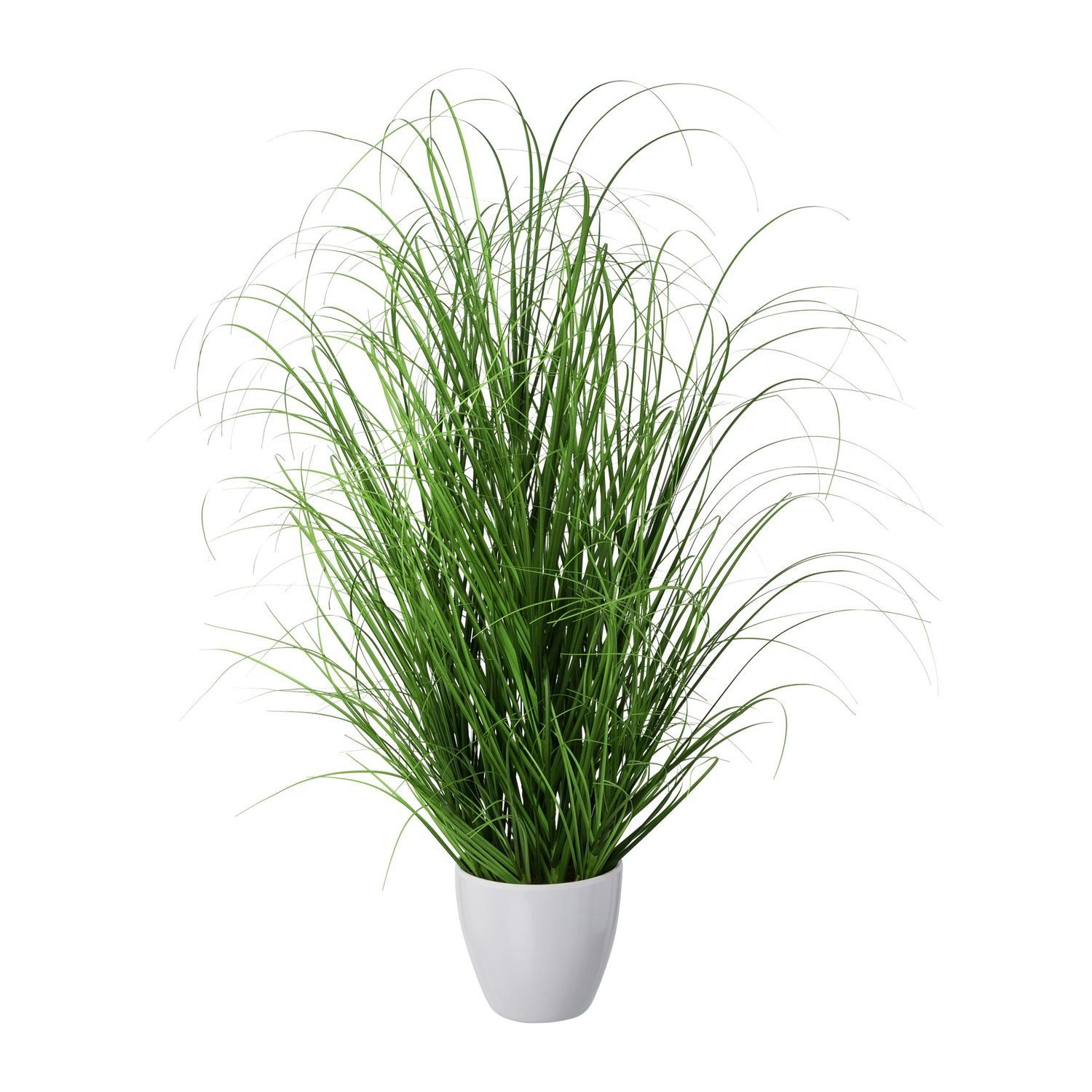 Kunstpflanze Künstlicher Grasbusch im weißen Kunststofftopf 75 cm