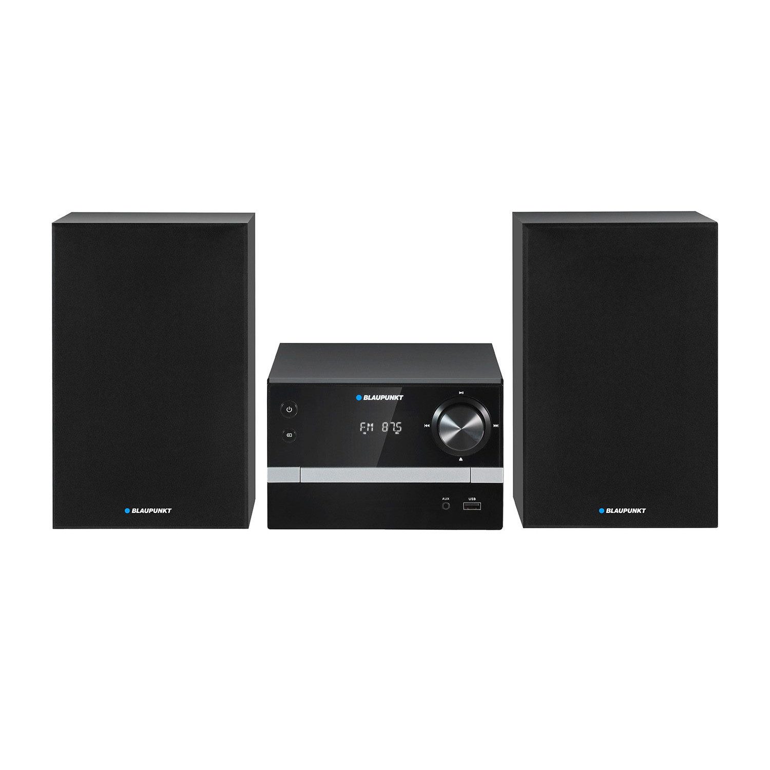 Blaupunkt Mikro-Stereoanlage MS9BT Stereoanlage (FM-Radio mit digitaler PLL-Synthese und Speicher für 40 Sender, 20 W, Bluetooth, FM-Radio, 20 W RMS Leistung, Uhr mit Weckfunktion)