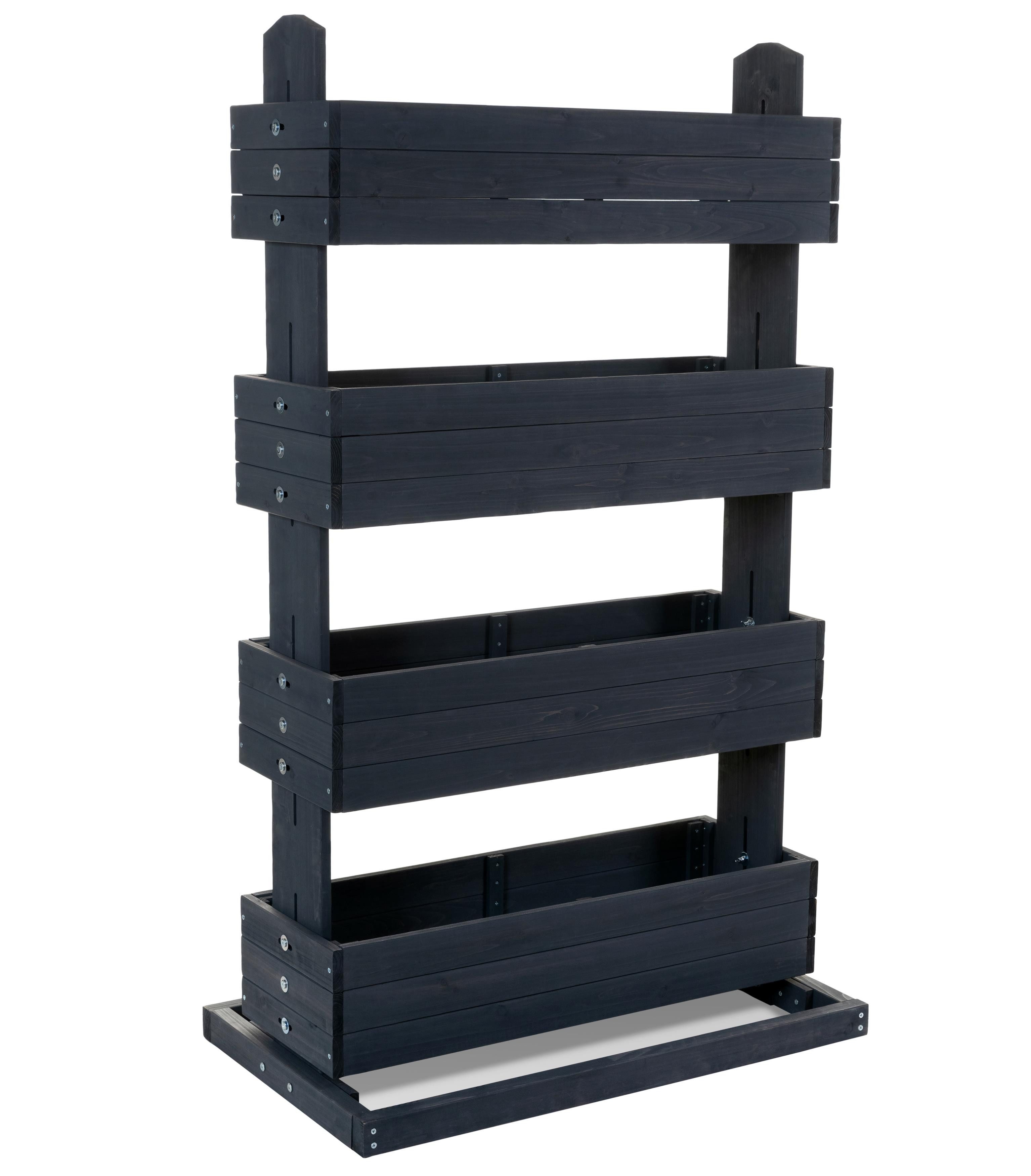 matrasa Hochbeet CUBE 4 - Vertikales Beet für Terrasse Balkon & Garten in Anthrazit, mit 4 Etagen und beweglichen Kästen