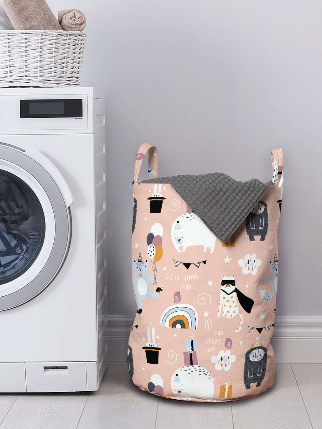 Abakuhaus Wäschesäckchen Kordelzugverschluss Wäschekorb Tiere für Geburtstagsparty Griffen mit und Monster Waschsalons