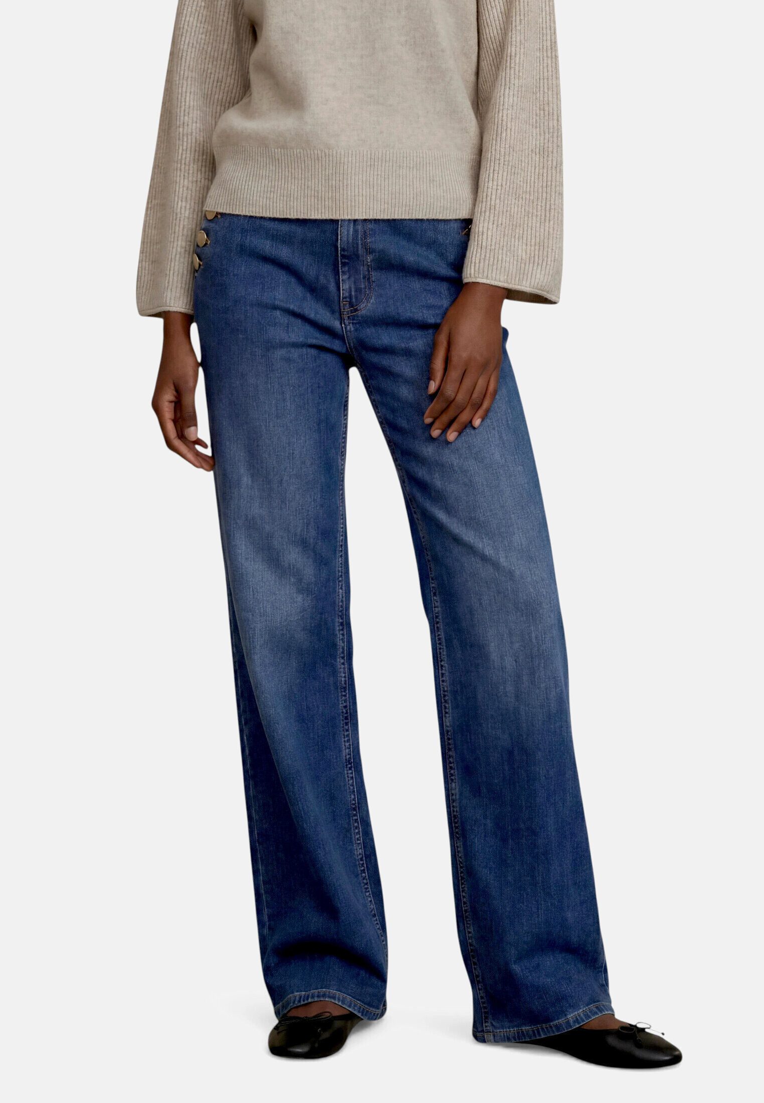 Zero Bequeme Jeans Damen Jeans mit Zierknöpfen – Bild 2 von 5