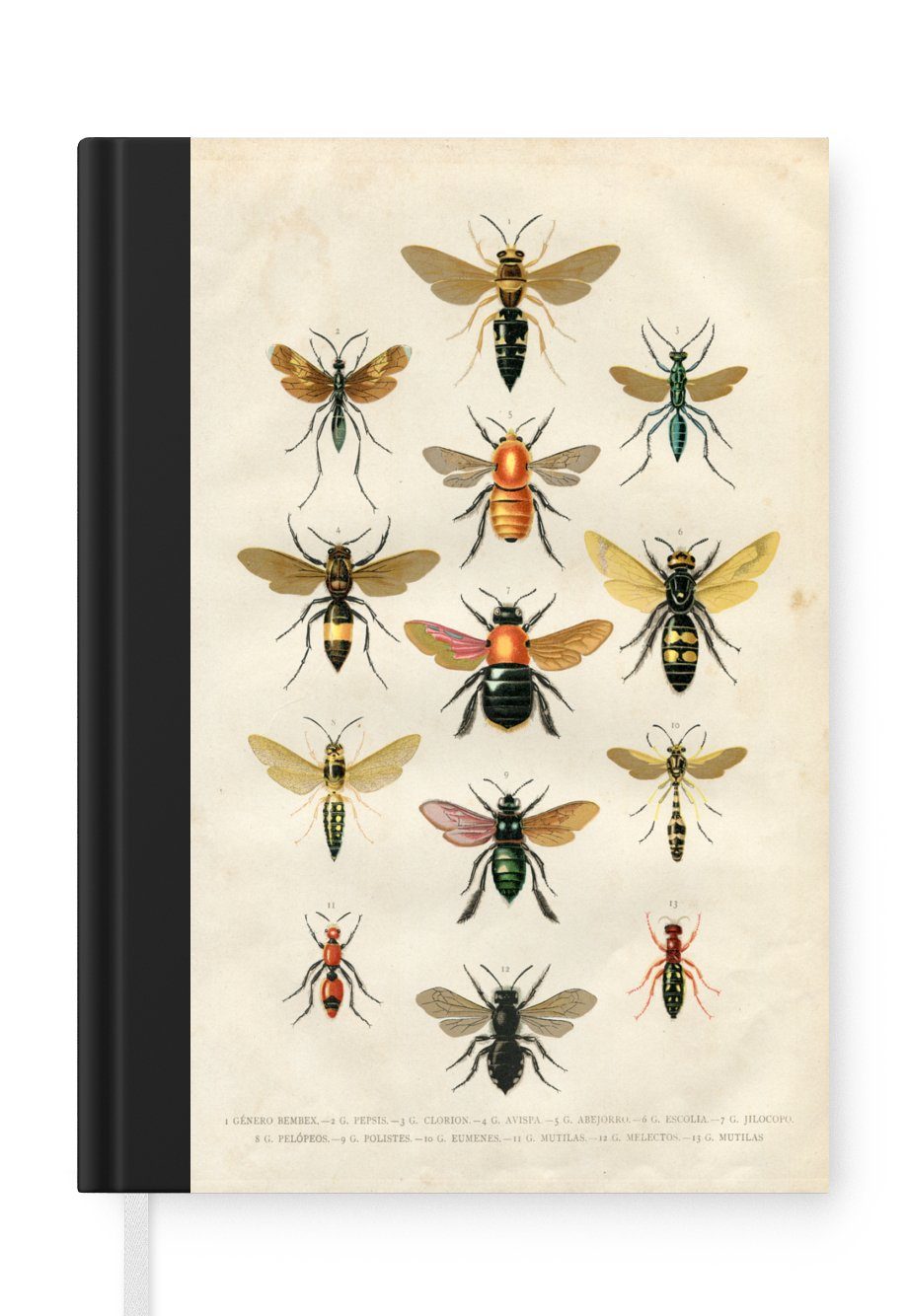 MuchoWow Notizbuch Eine Illustration einer Gruppe von Bienen vor einem hellen Hintergrund, Journal, Merkzettel, Tagebuch, Notizheft, A5, 98 Seiten, Haushaltsbuch