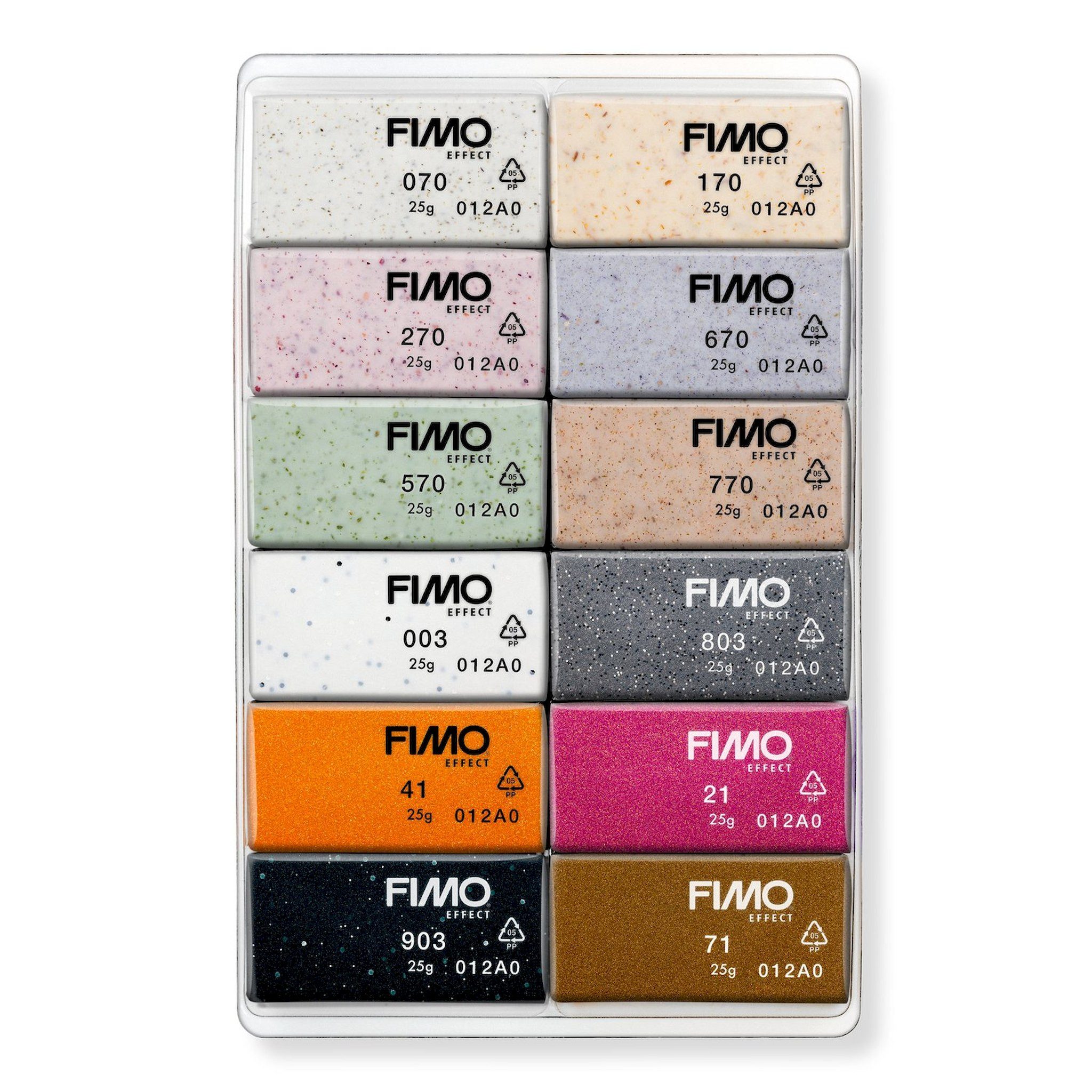FIMO Modelliermasse Fimo Effect/ Fimo Soft 12 Farben Materialpackung (12-tlg), 12x25g, verschiedene Farben