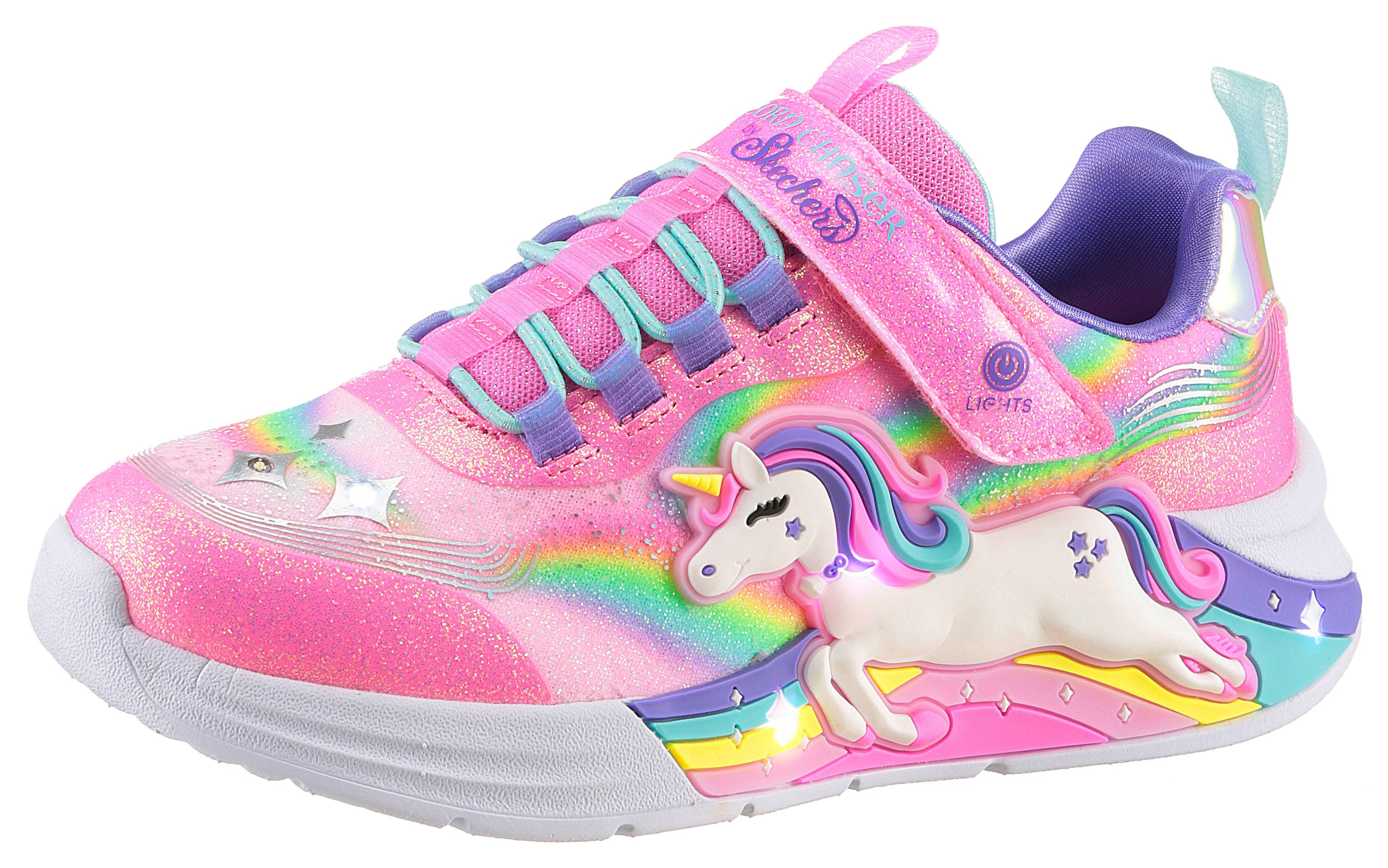 Skechers Kids UNICORN CHASER Sneaker, Glitzer,-Blinkschuh zum Schlupfen, Größenschablone zum Download