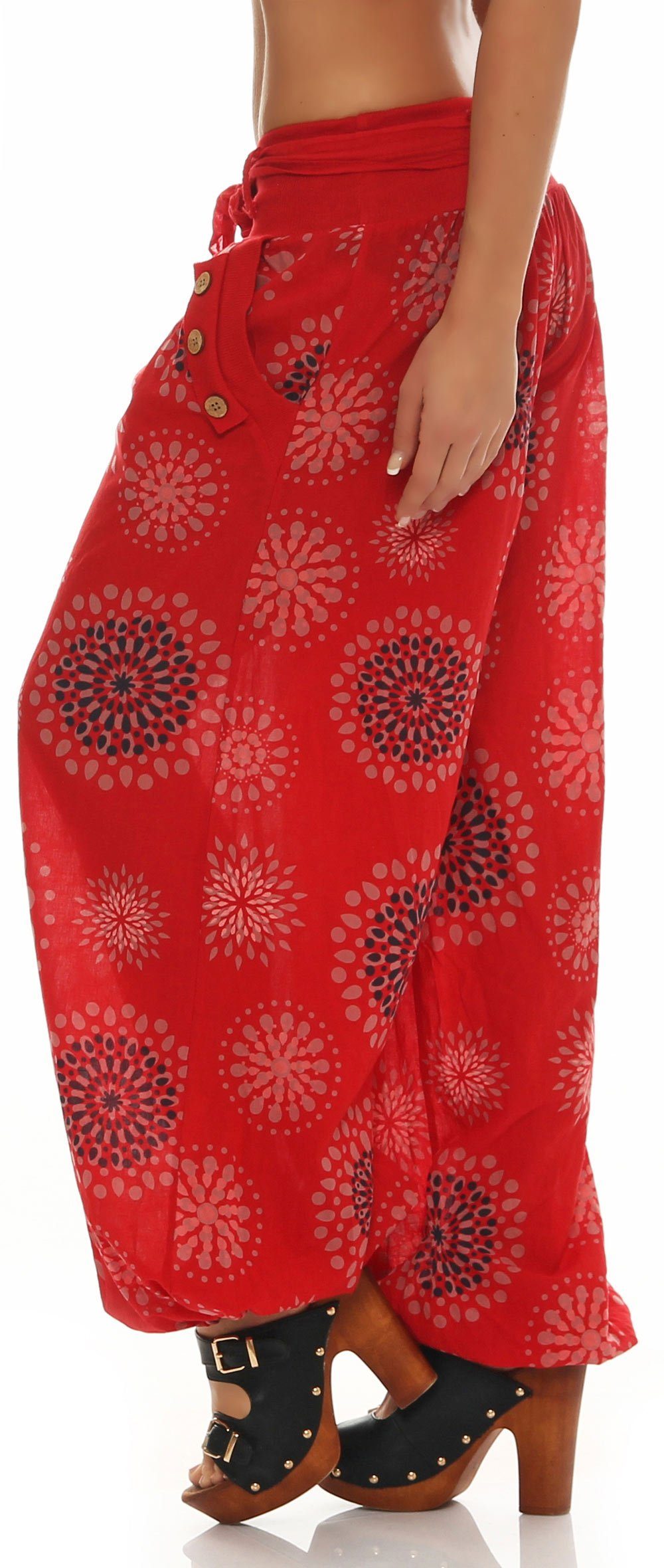 malito more than fashion Haremshose malito Damen Pumphose mit Print, leichte Stoffhose inkl. Gürtel, Pumphose Aladinhose mit Print Einheitsgröße