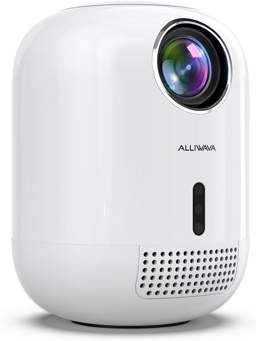 ALLIWAVA Portabler Projektor (300 lm, 1000:1, 3840 x 2160 px, 5G WiFi 6 und  Bluetooth, Mini Beamer 4k Native 1080P Outdoor Projektor)