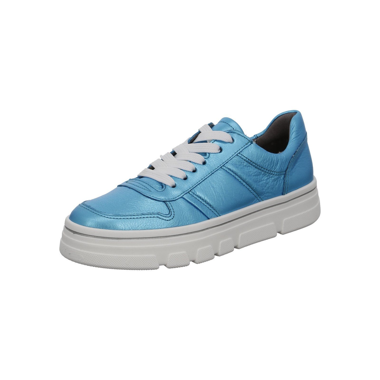 Ara Canberra - Damen Schuhe Sneaker Schnürer Glattleder blau