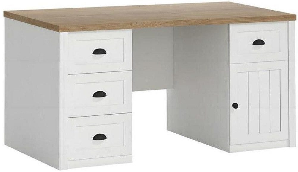 JVmoebel Schreibtisch Weißer Arbeitstisch aus Holz mit 4 Schubladen (1 Tisch), Made in Europa