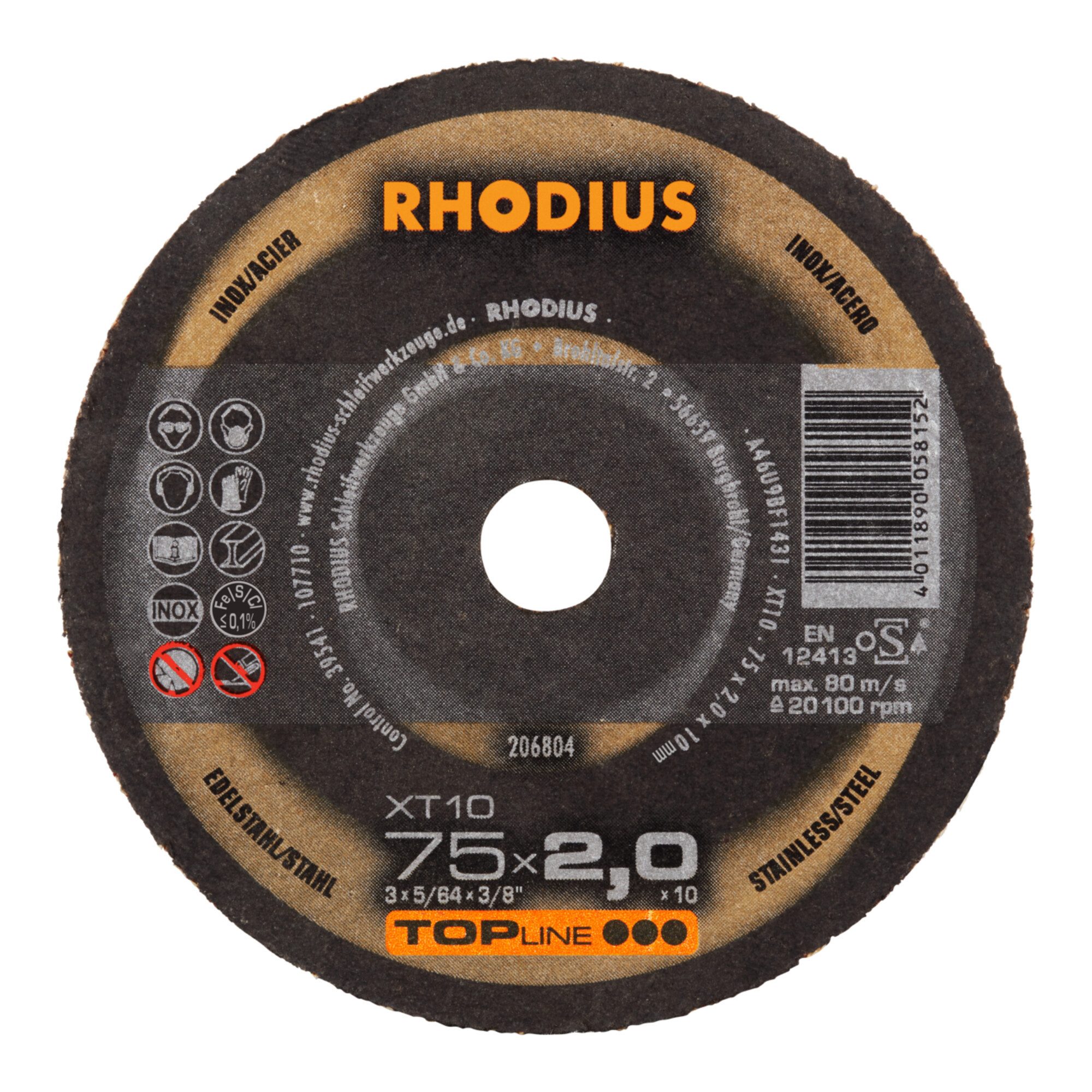 Rhodius Trennscheibe RHODIUS TOPline XT10 MINI Extradünne Trennscheibe 75 x 2,0 x 10,0 mm 2
