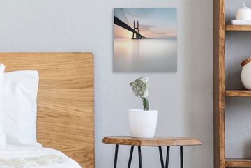 OneMillionCanvasses® Leinwandbild Brücke mit beleuchtetem Wasser, (1 St), Leinwand Bilder für Wohnzimmer Schlafzimmer