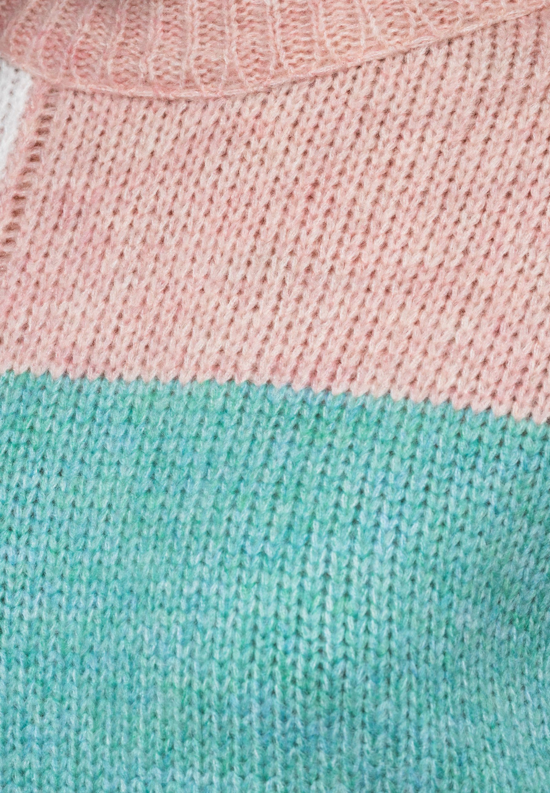 Rundhalspullover Farbblock-Pullover mit Pastelltönen