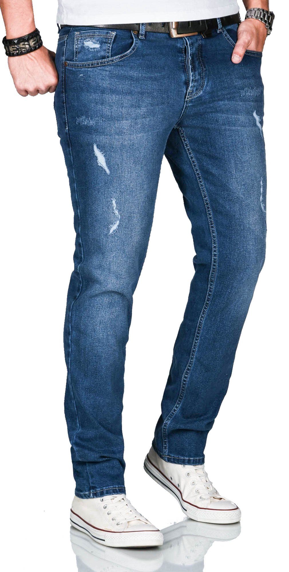 Alessandro Salvarini Slim-fit-Jeans ASCatania mit Used - Effekt Elasthan und look Dunkelblau used 2% mit AS-163