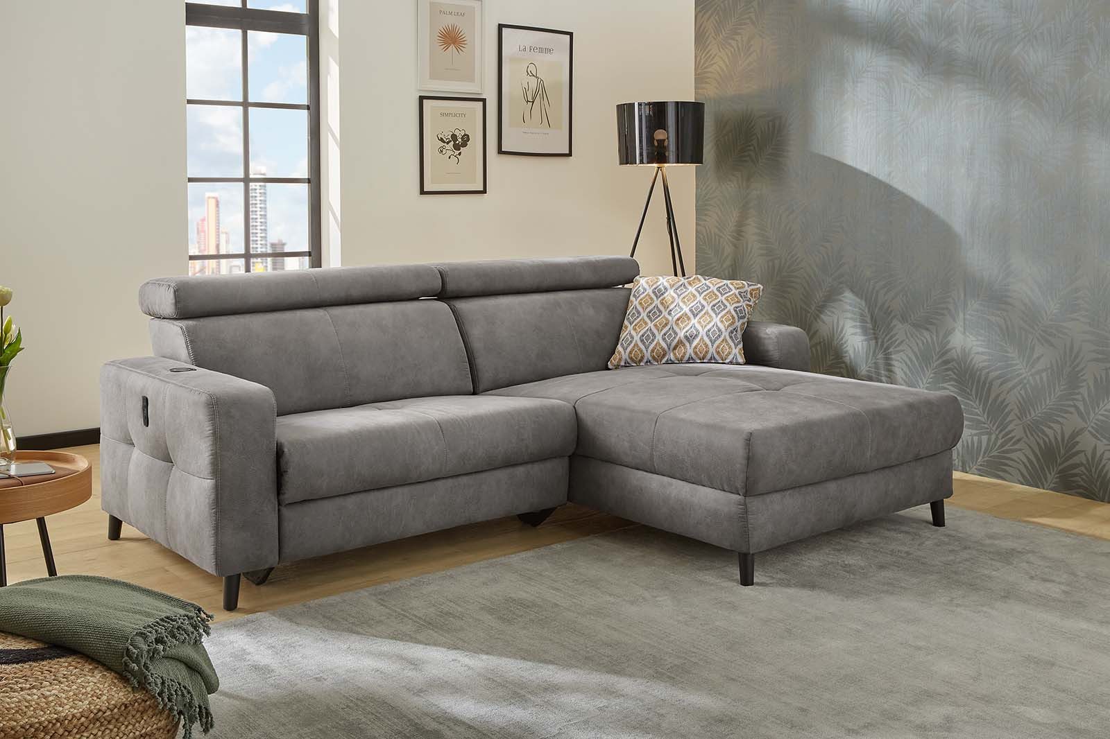 Jockenhöfer Gruppe Ecksofa Doppio L-Form, B: 247 cm, mit elektr. Relaxfunktion und, Kopfteilverstellung, USB-Anschluss, induktive Ladestation & Zierkissen