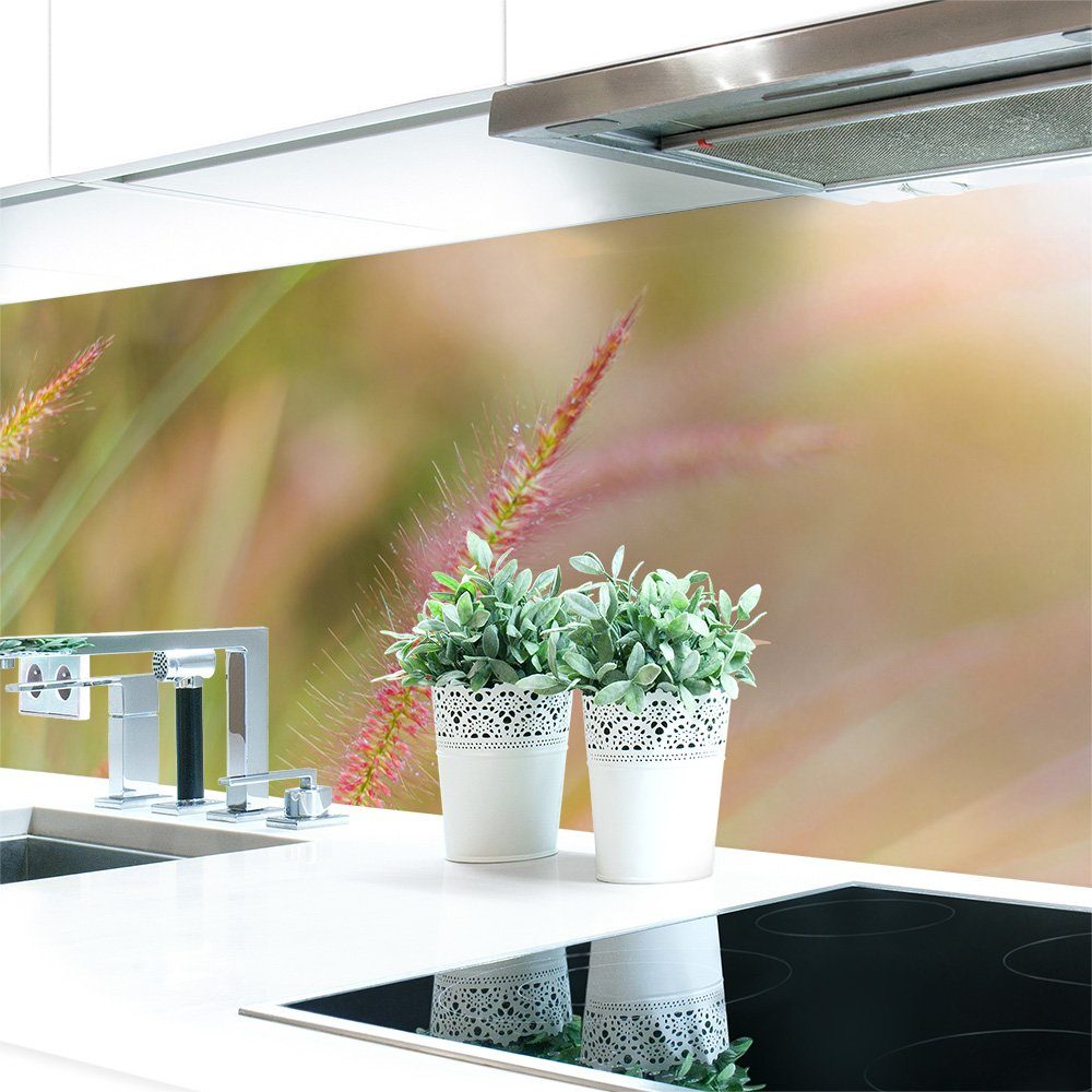 DRUCK-EXPERT Küchenrückwand Küchenrückwand Gras Blüte Premium Hart-PVC 0,4 mm selbstklebend