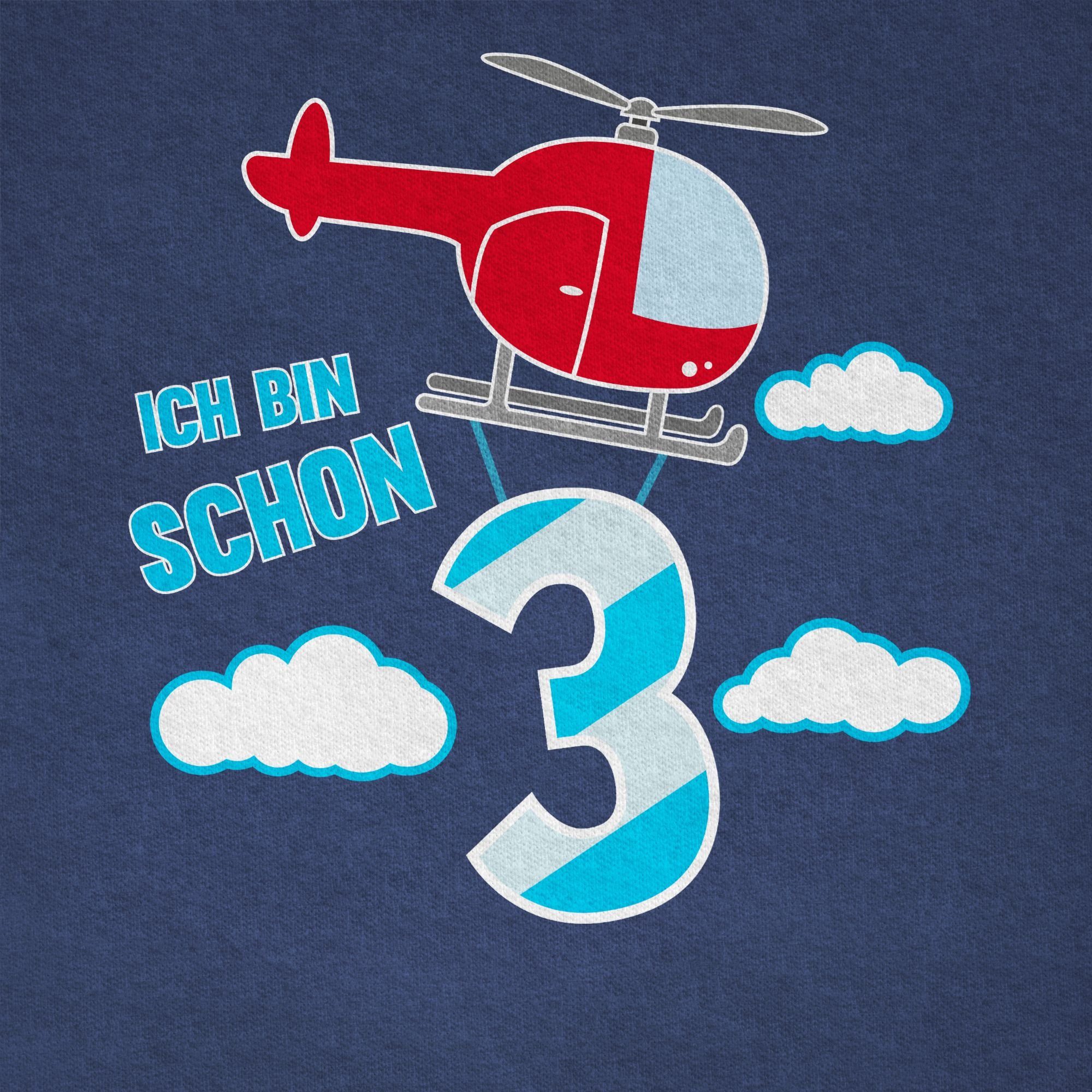 Dunkelblau drei Shirtracer schon Hubschrauber bin 3 Meliert T-Shirt Ich 3. Geburtstag