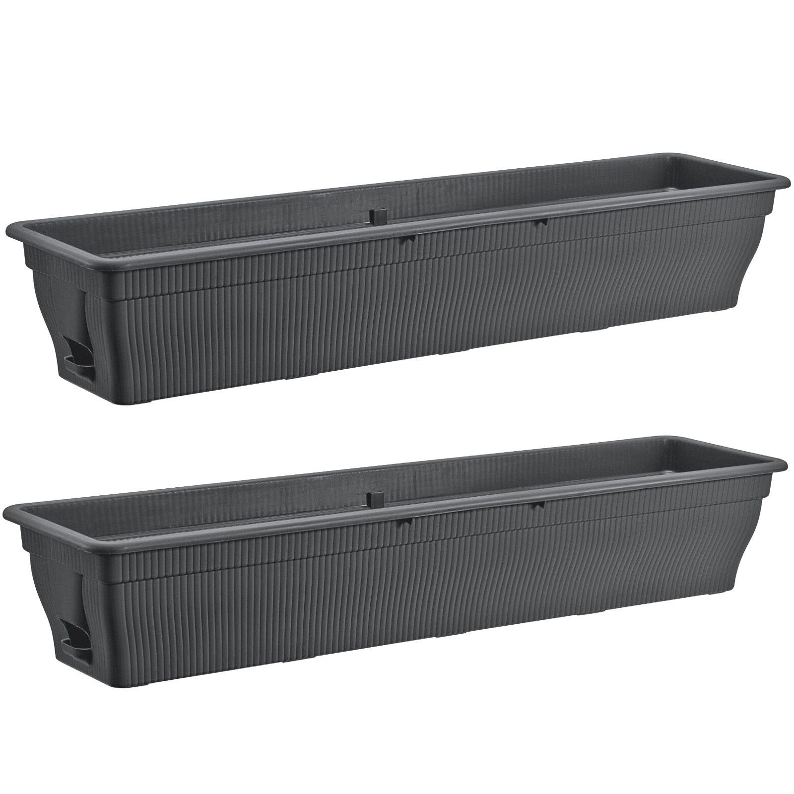 BURI Blumenkasten 2x Balkonkasten 100cm Wasserspeicher Pflanzkasten Entwässerung grau (2 St)
